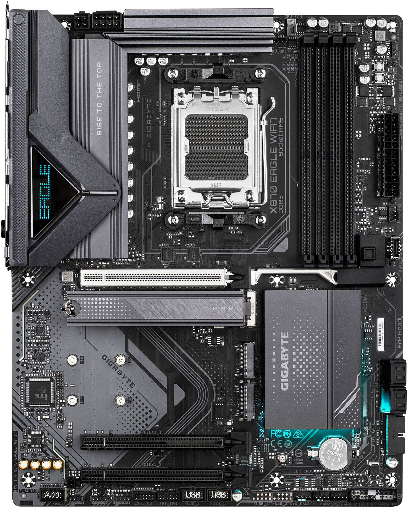 Gigabyte X870 EAGLE WIFI7 Mainboard - Unterstützt AMD Ryzen 9000 CPUs, 14+2+2 P Mainboard