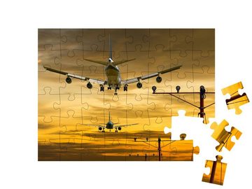 puzzleYOU Puzzle Flugzeuge im goldenen Sonnenuntergang, 48 Puzzleteile, puzzleYOU-Kollektionen Flugzeuge