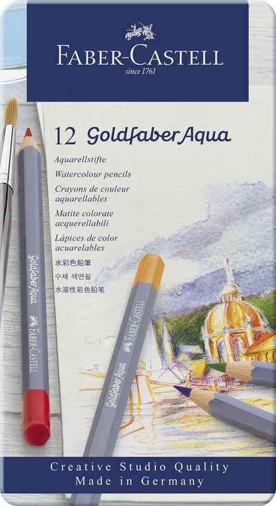 Faber-Castell Aquarellstifte FABER-CASTELL Aquarellstifte GOLDFABER, 12er Metalletui