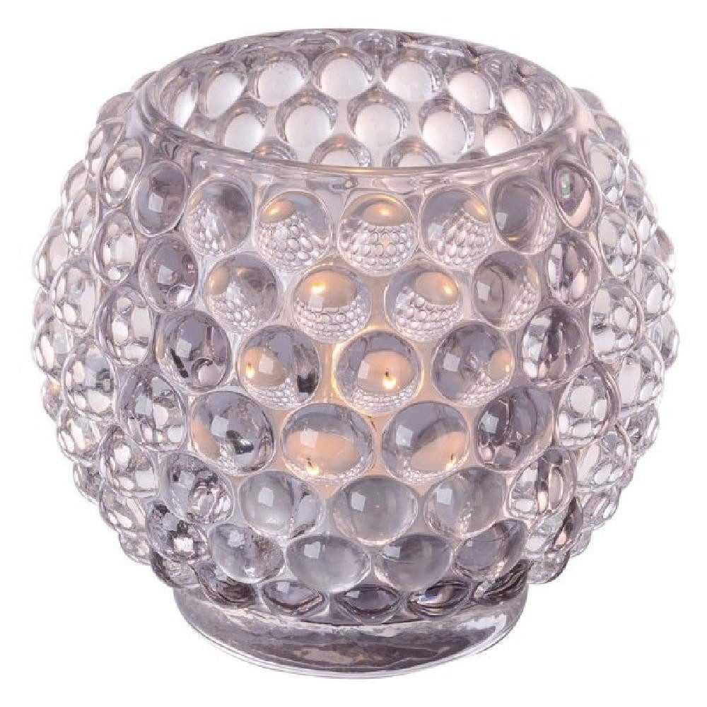 Fink Kerzenhalter Teelichthalter Dots Glas Grau günstig online kaufen
