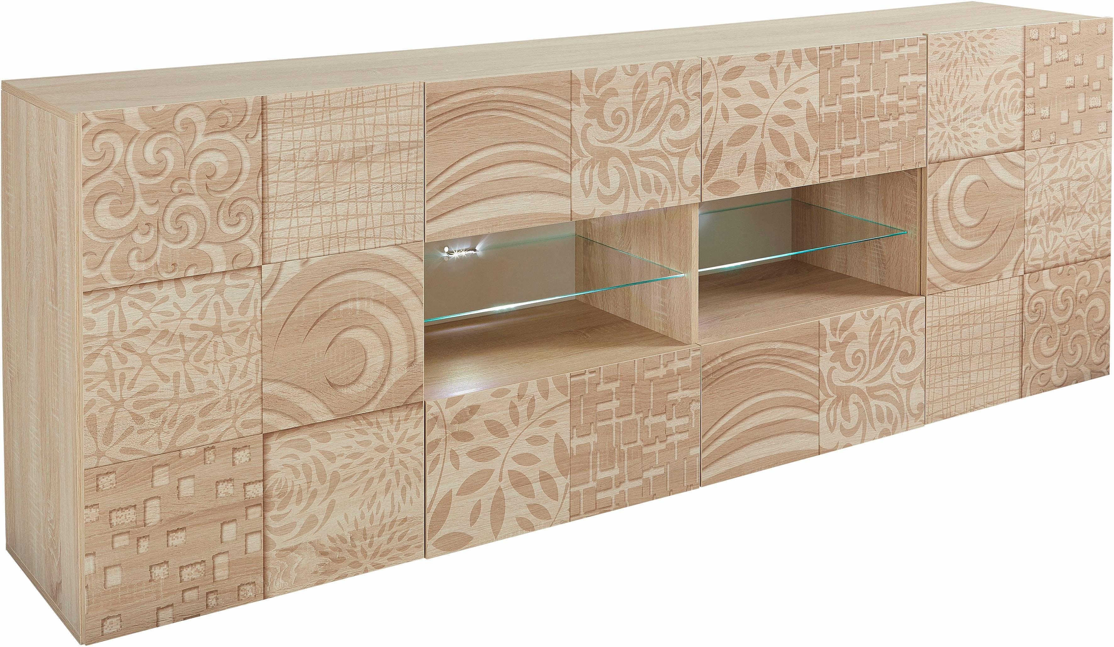 Home affaire Sideboard Miro, Breite 241 cm mit dekorativem Siebdruck