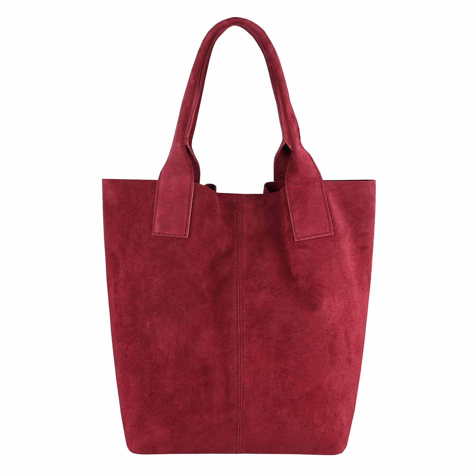 ITALYSHOP24 Schultertasche Made in Italy Damen Leder Wildleder A4 Shopper Schultertasche Hobo Bag, 5* PREMIUM leichte Handtasche/Henkeltasche mit Fransen & Schmucktasche