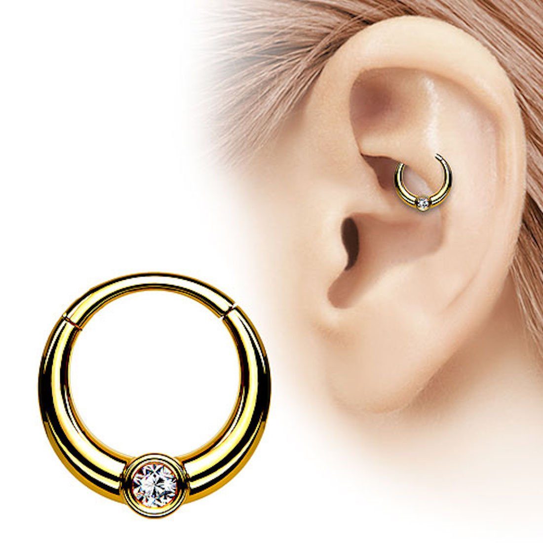 Taffstyle Nasenpiercing Septum Piercing Ring Segmentring Clicker Scharnier Glitzer Kristall, Nasenpiercing Nasenring Ohrpiercing Ohr Nase Tragus Helix Brust Intim