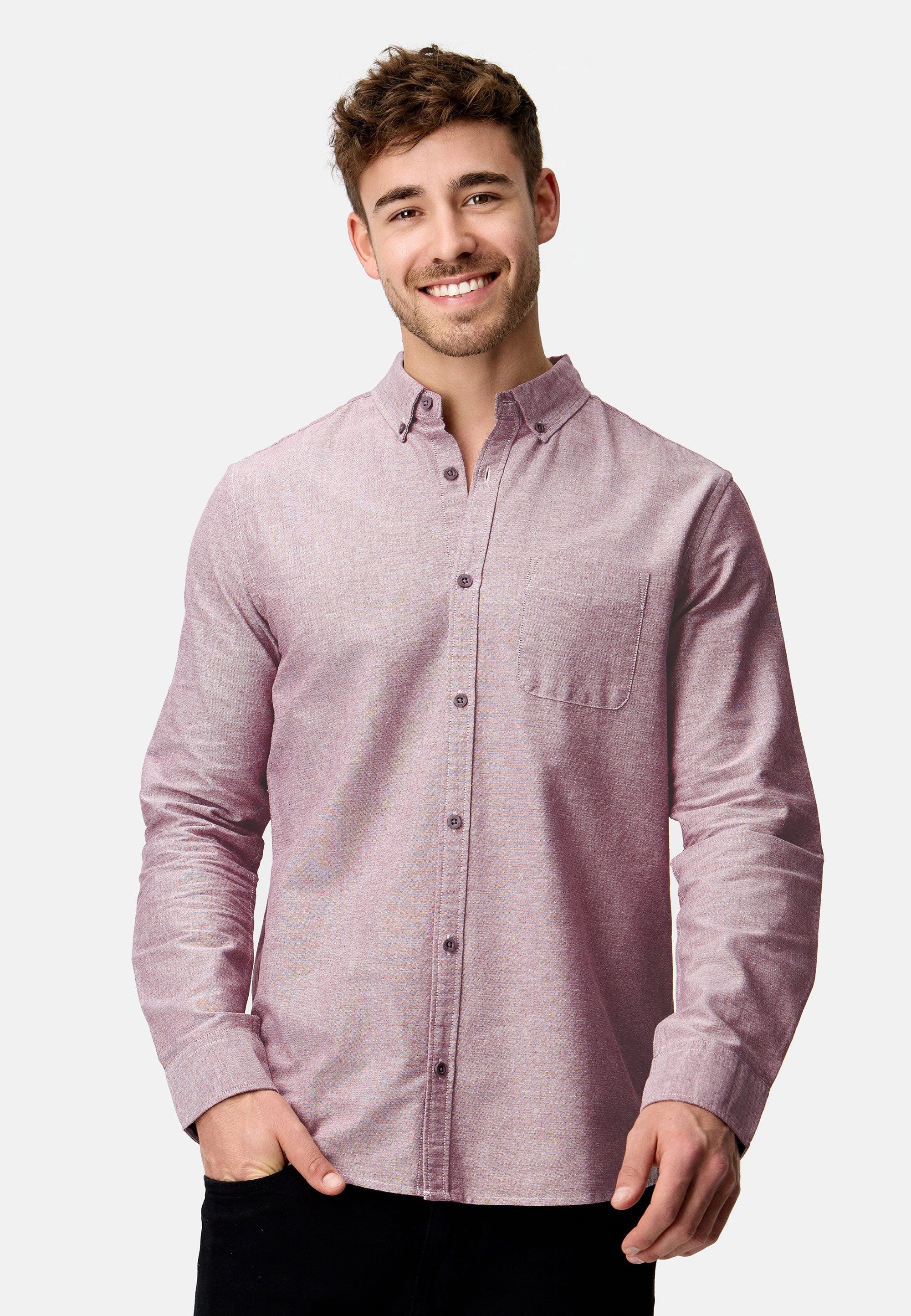 Indicode Langarmhemd Herren Kepner Herrenhemd Langarm mit Button-Down-Kragen und Brusttasche