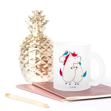 Mr. & Mrs. Panda Teeglas Einhörner Umarmen - Transparent - Geschenk, Einhorn, Teebecher, Teeta, Premium Glas, Liebevolles Design