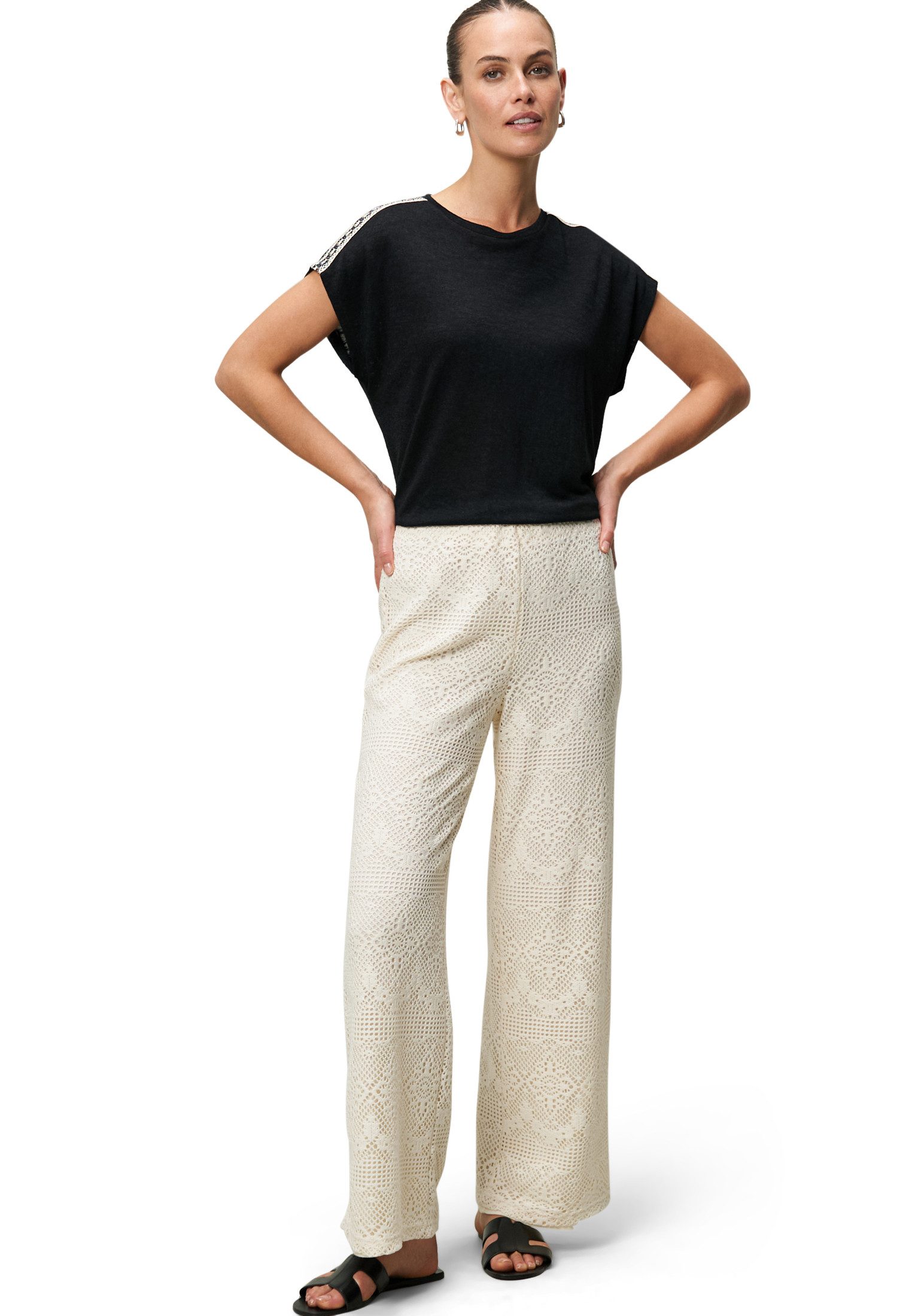 Zero T-Shirt Damen Shirt mit Kontraststickerei (1-tlg) weiteres Detail