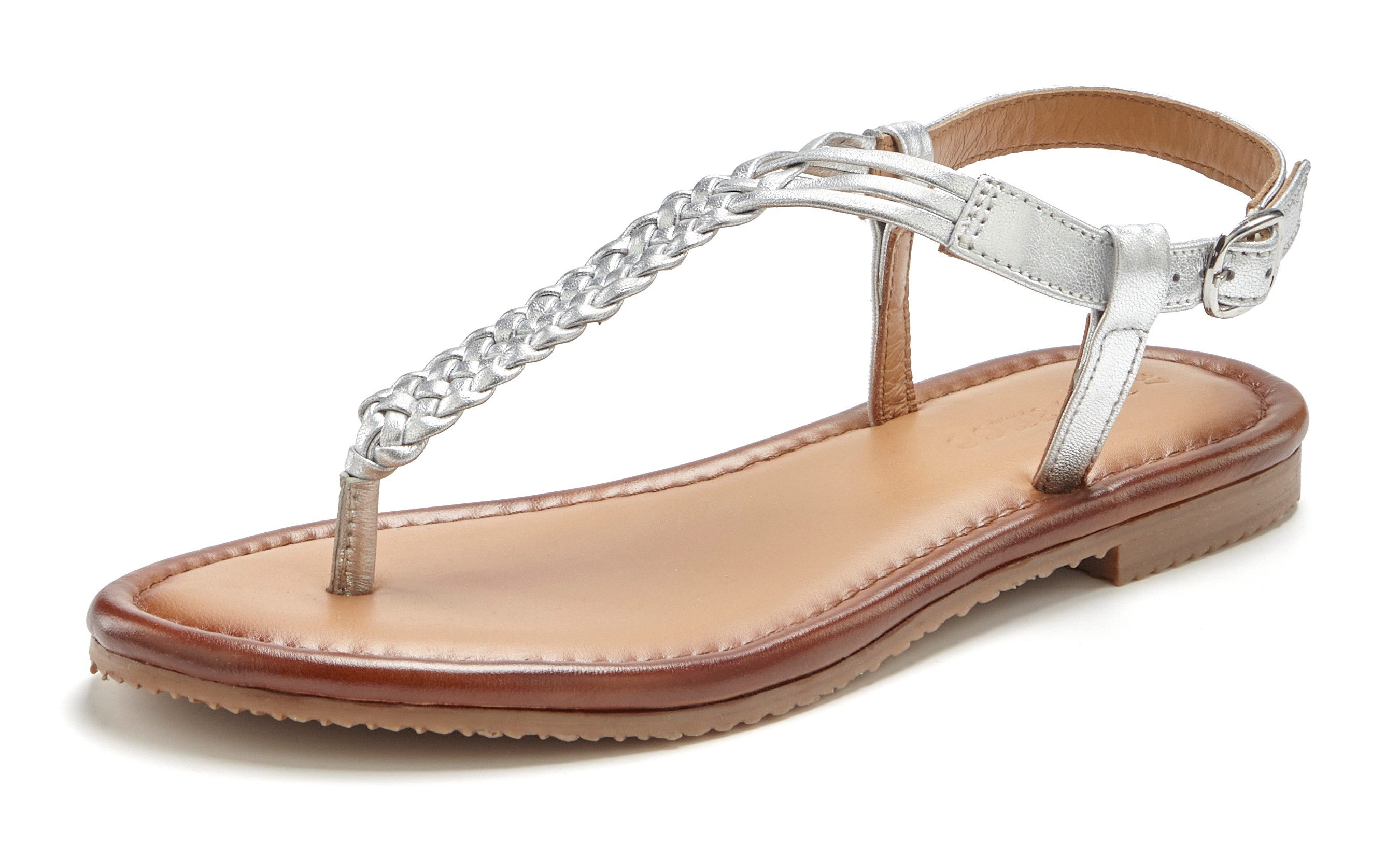 Vivance Zehentrenner Sandalette, Sommerschuh,Sandale aus Leder mit Flecht-Optik