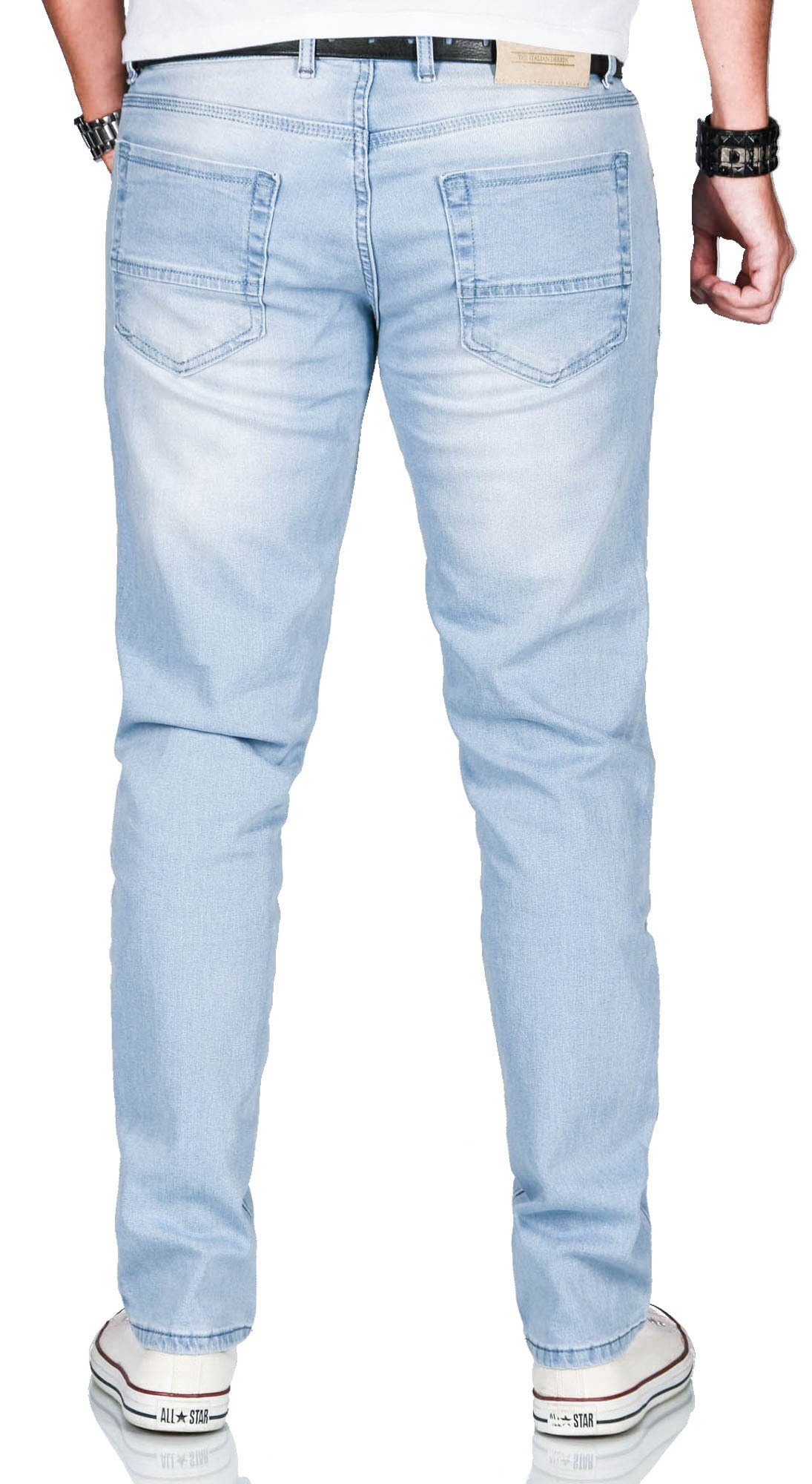 - Elasthan Slim-fit-Jeans Hellblau 2% ASCatania Alessandro Salvarini AS-161 Effekt Used look und used mit mit