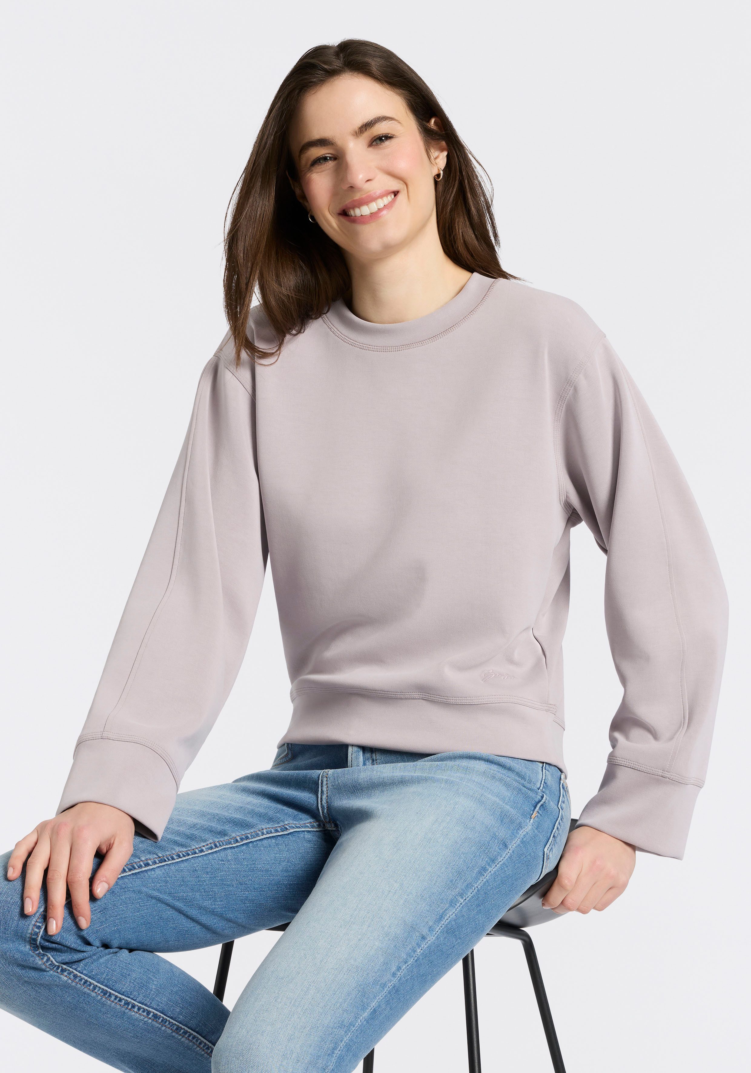 BOSS ORANGE Sweater Exandra Premium Damenmode mit Kellerfalte am Rücken, Relaxed Fit