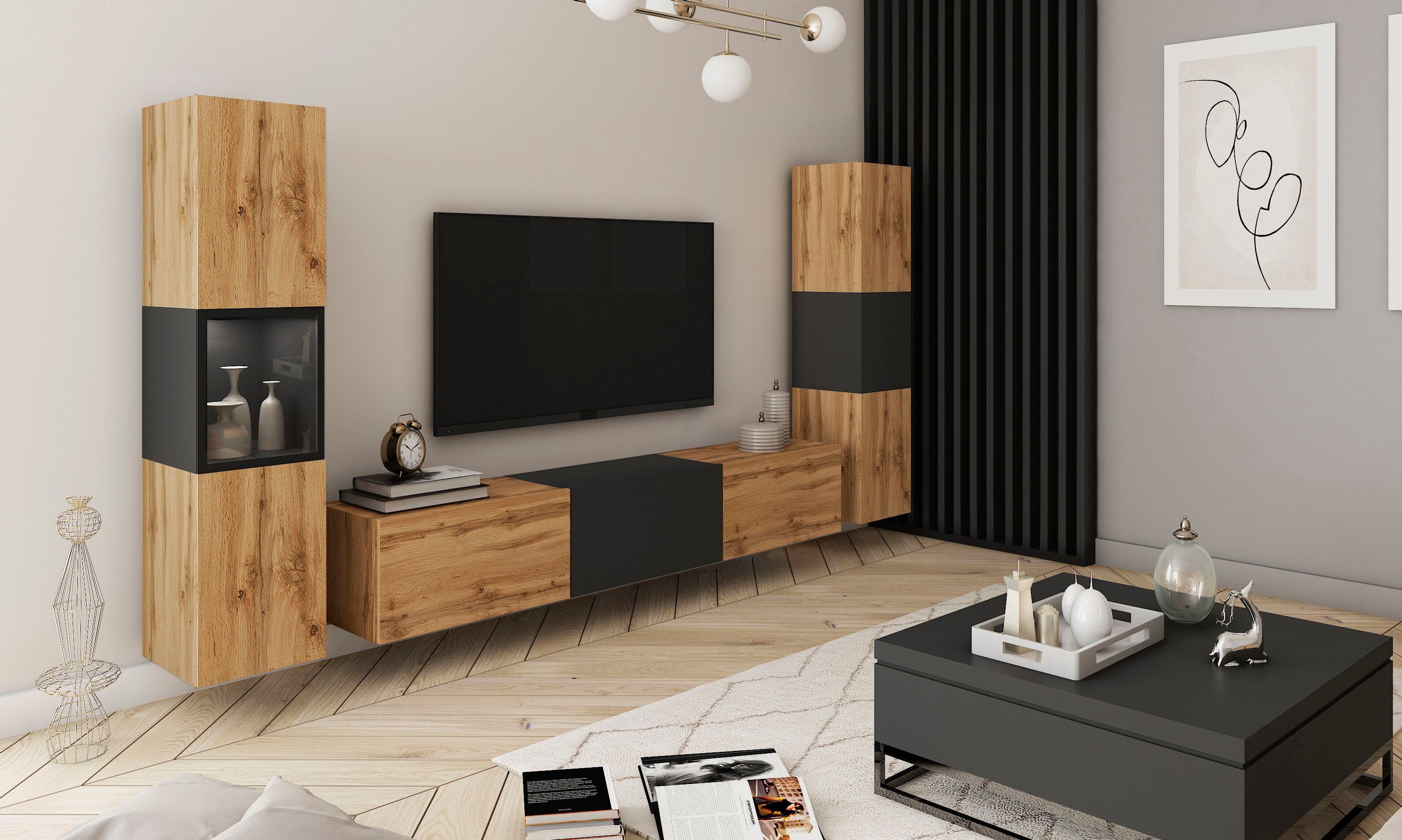 INOSIGN Wohnwand BERLIN III, Vitrine Türschlag links/rechts wechselbar, (Ko günstig online kaufen