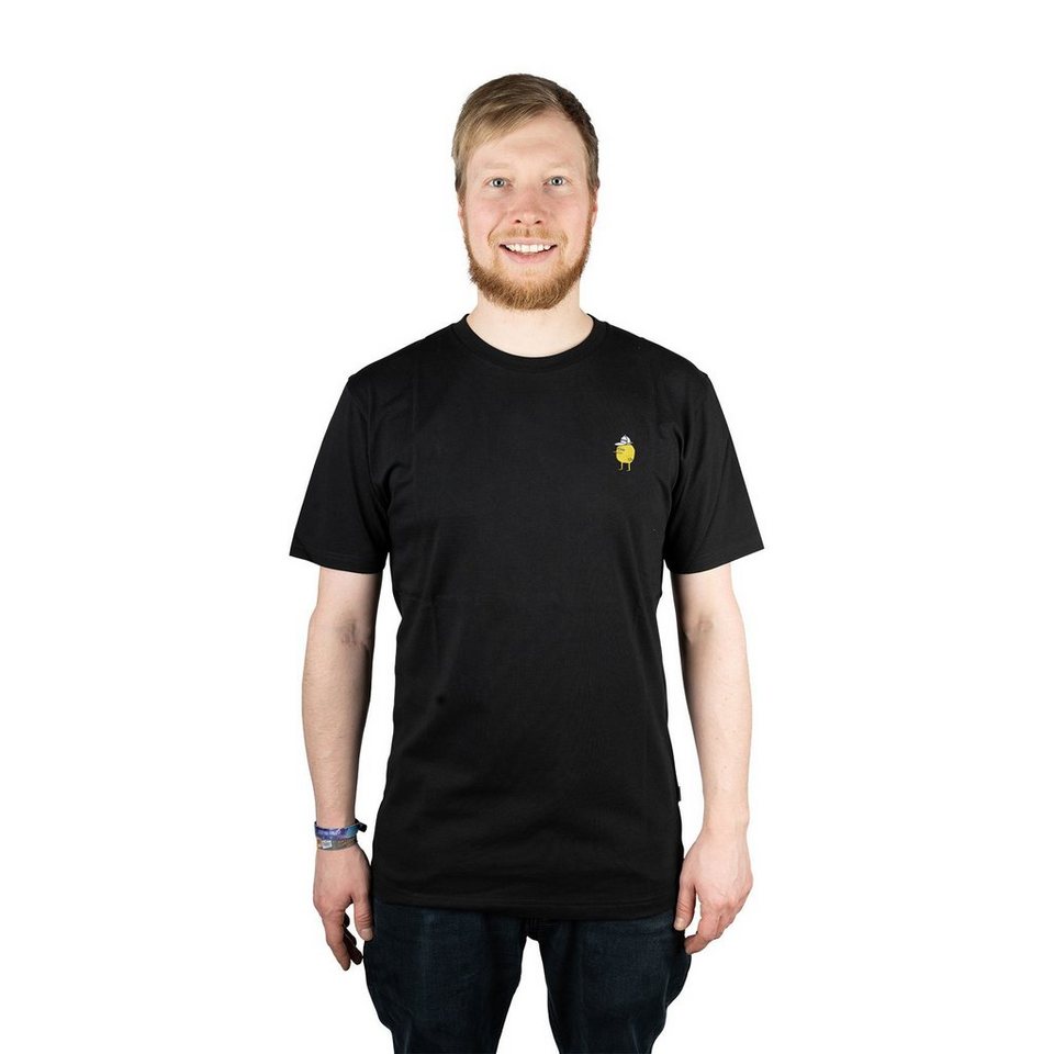 Cleptomanicx T-Shirt Embroidery Zitrone - black