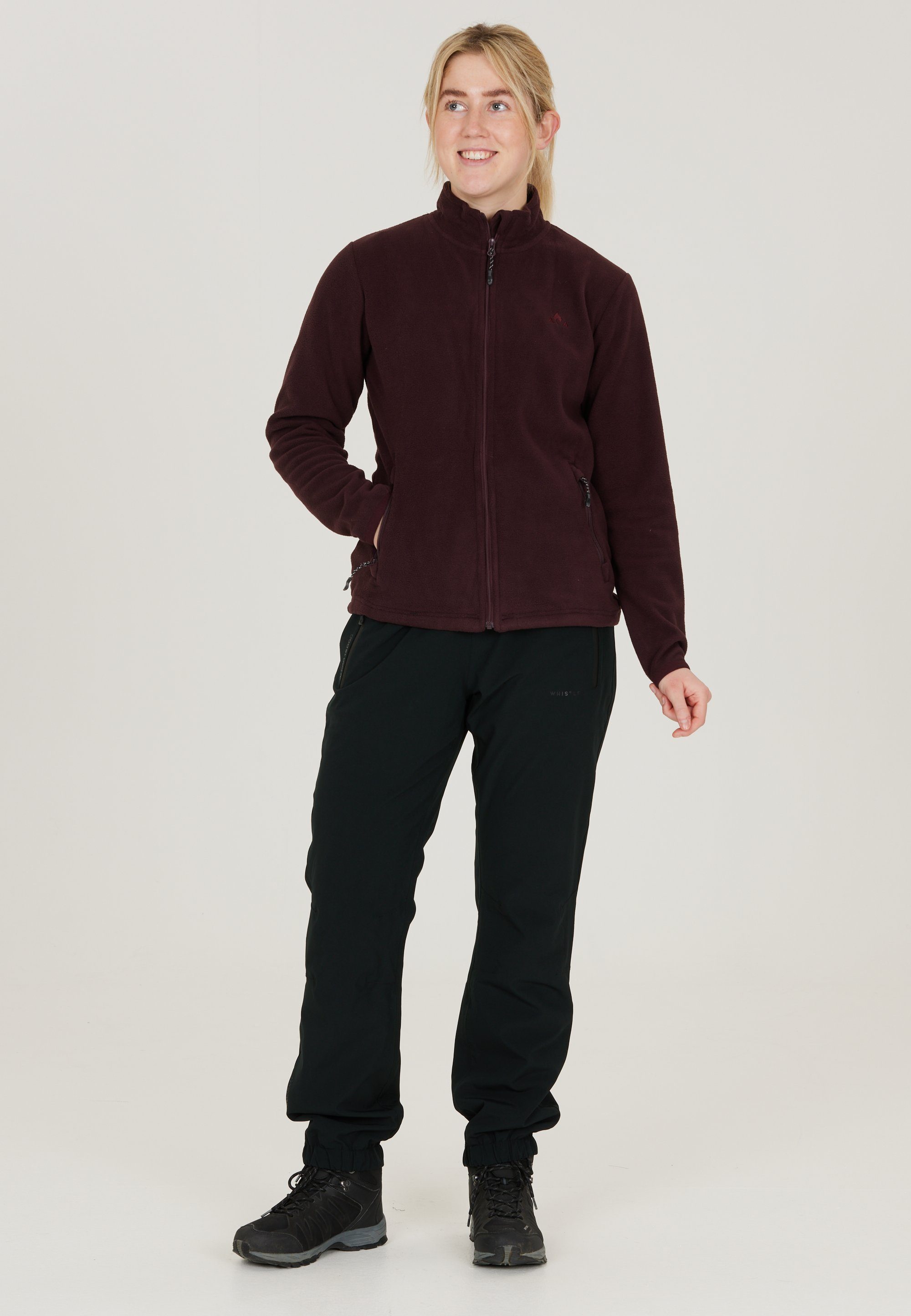 praktischem WHISTLER bordeaux Fleecejacke Tunnelzug Cocoon mit