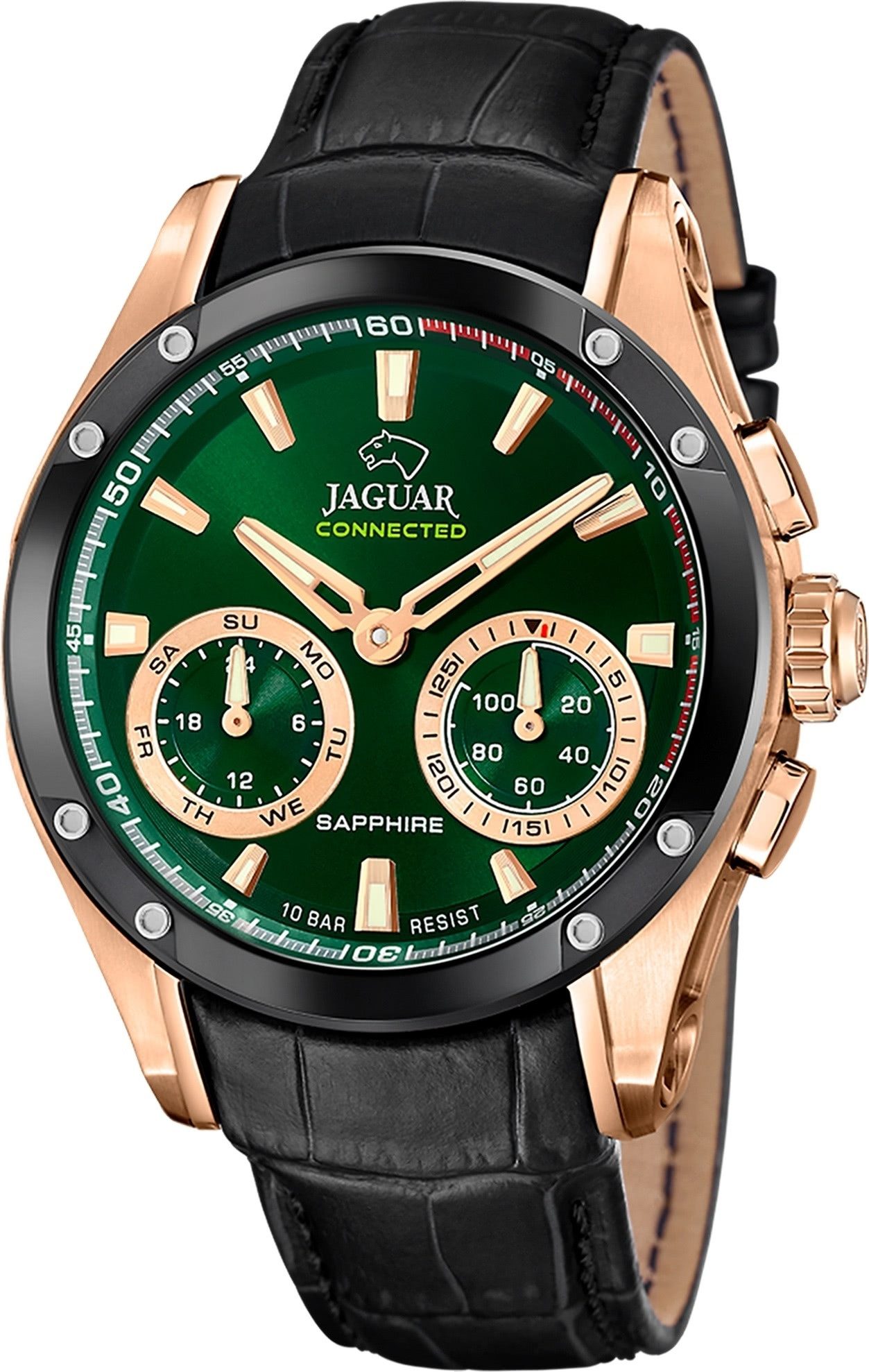 Multifunktionsuhr Jaguar Herrenuhr Leder schwarz Jaguar