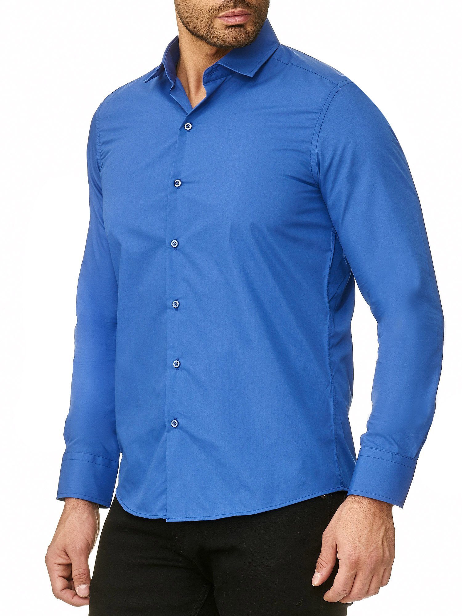 Reslad Langarmhemd Reslad Herren Hemd Kentkragen Unicolor Langarmhemd RS-70 günstig online kaufen