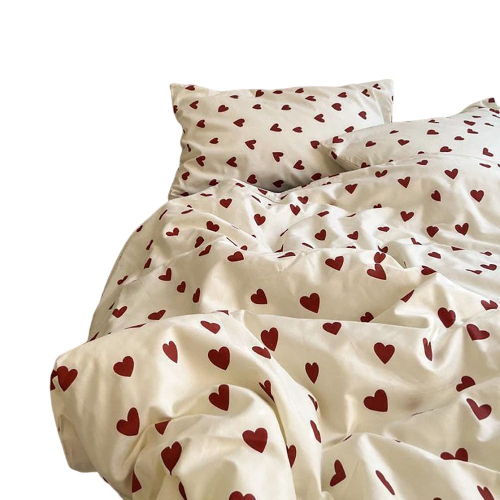 Coonoor Bettwäsche mit Herz Rot Weiß Aesthetic Bettbezug Set Microfaser Wei günstig online kaufen