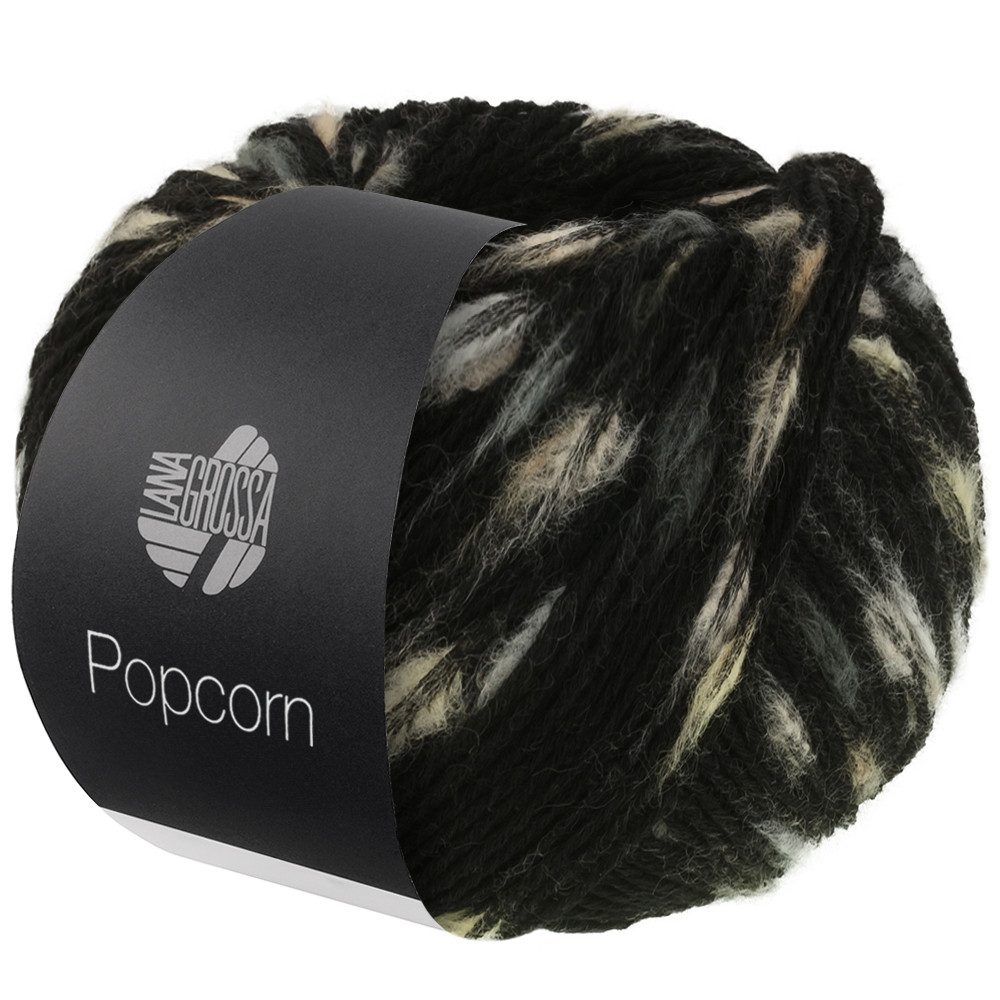 LANA GROSSA POPCORN Häkelwolle, 125 m (Effektnetzgarn gefüllt mit bunten, flauschigen Farbspots aus 100% Baumwolle), 50 g