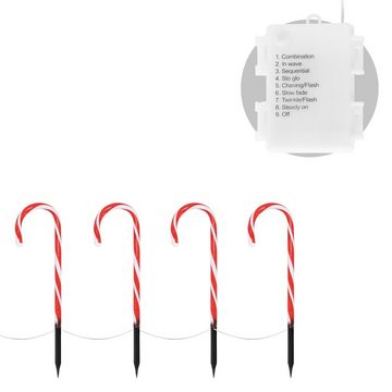 ECD Germany Weihnachtsfigur LED Zuckerstangen Beleuchtete Gartenstäbe Weihnachtsdeko (8er Set, 8er Set), 8er Set 56 Warmweiße LEDs 45cm Rot Weiß batteriebetrieben Außen/Innen