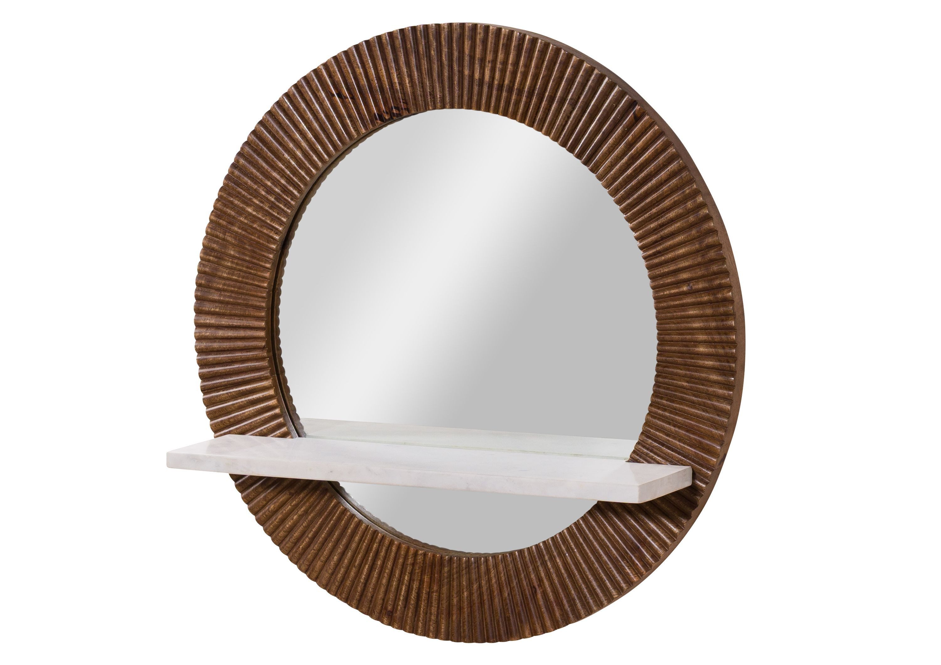 Massivmoebel24 Spiegel (1-St., Mango 65x15x65 braun lackiert / Marmor weiß BARCELONA #261), Mango 65x15x65 braun lackiert / Marmor weiß BARCELONA #261