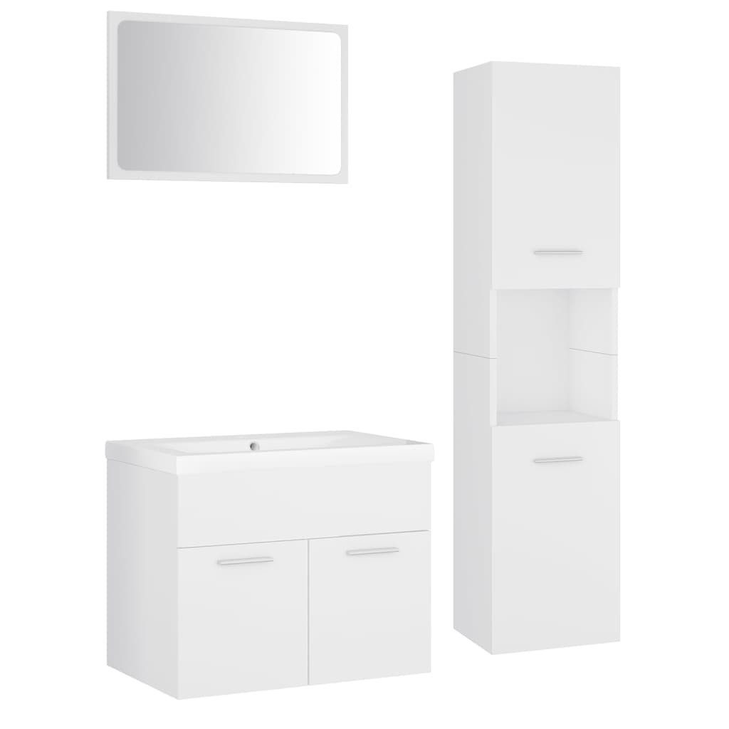 Badezimmer-Set Badmöbel-Set Weiß Holzwerkstoff