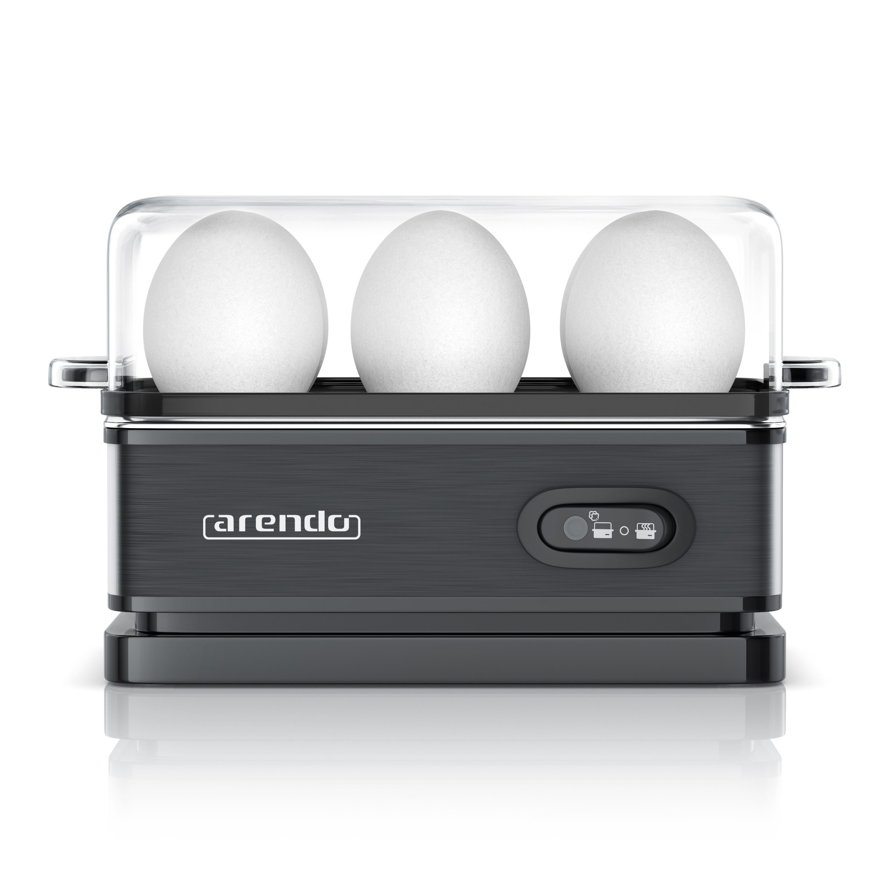 Arendo Яйцеварки 6-fach, Edelstahl, frei wählbarer Härtegrad, mit Warmhaltefunktion, Anzahl Eier: 6 St., 400 W, Kipp-Funktionsschalter mit Indikationsleuchte, für bis zu 6 Eier