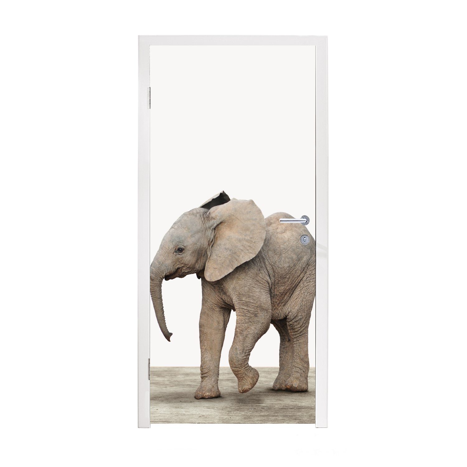 MuchoWow Türtapete Baby-Elefant - Tiere - Kinder - Mädchen - Jungen, Matt, bedruckt, (1 St), Fototapete für Tür, Türaufkleber, 75x205 cm