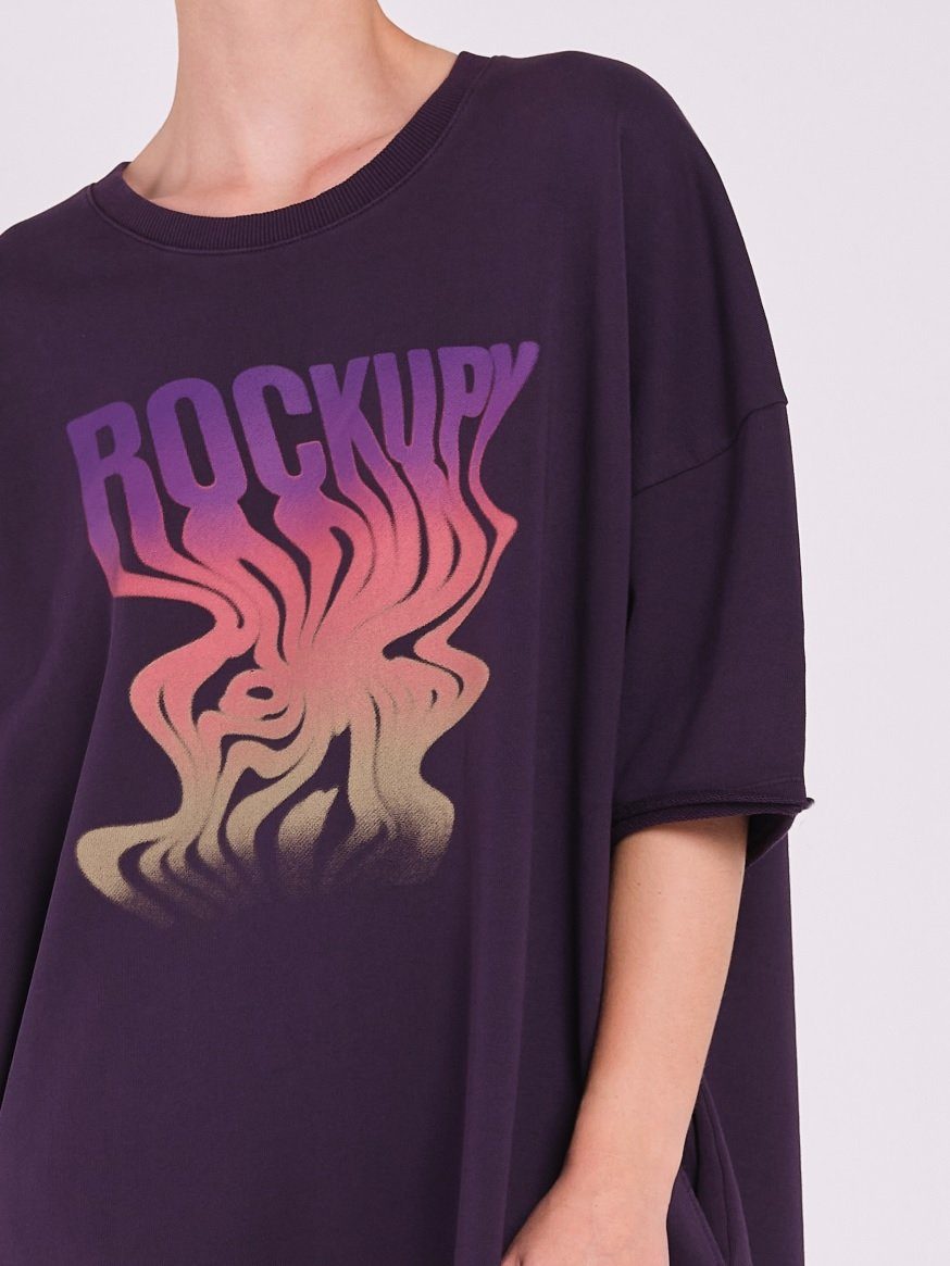 Rockupy Shirtkleid Damen in Purpur mit ausgefallenem Druck