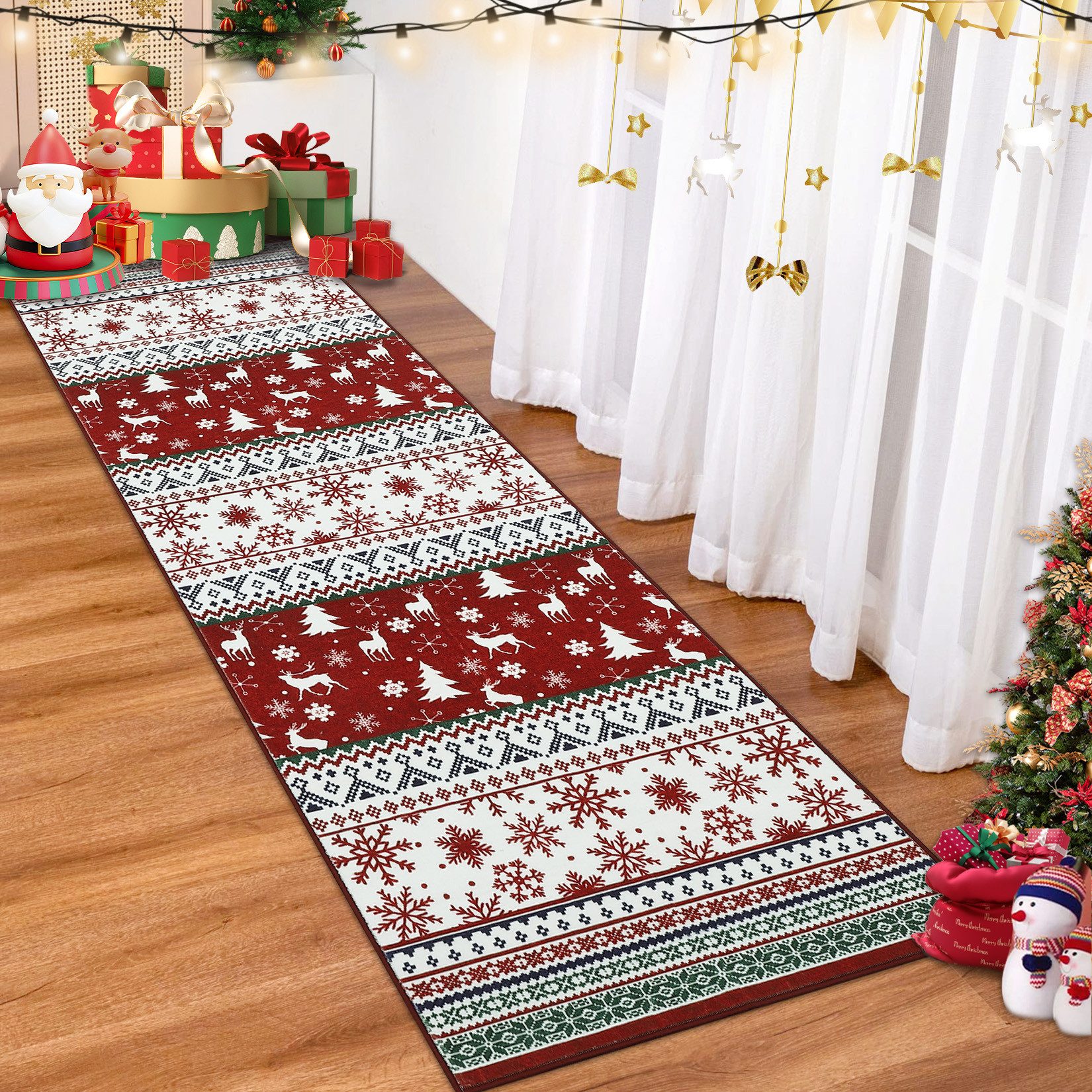GarveeMore Teppich Wohnzimmer Weihnachtsteppich Waschbar rutschfest günstig online kaufen