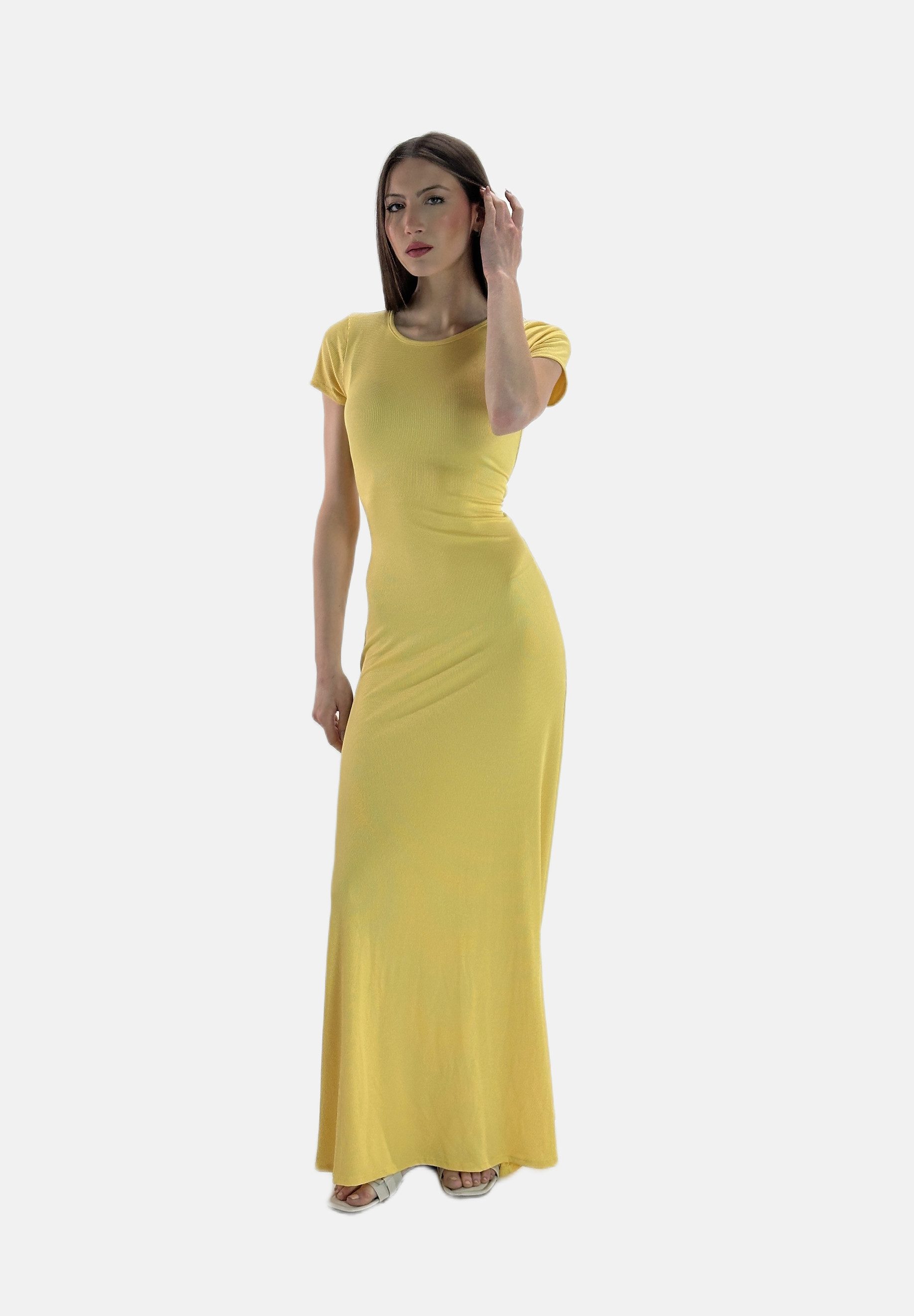 Elara Maxikleid — Damen One-Size Maxi Sommerkleid mit Schnürung und Rundhalsausschnitt (1-tlg)