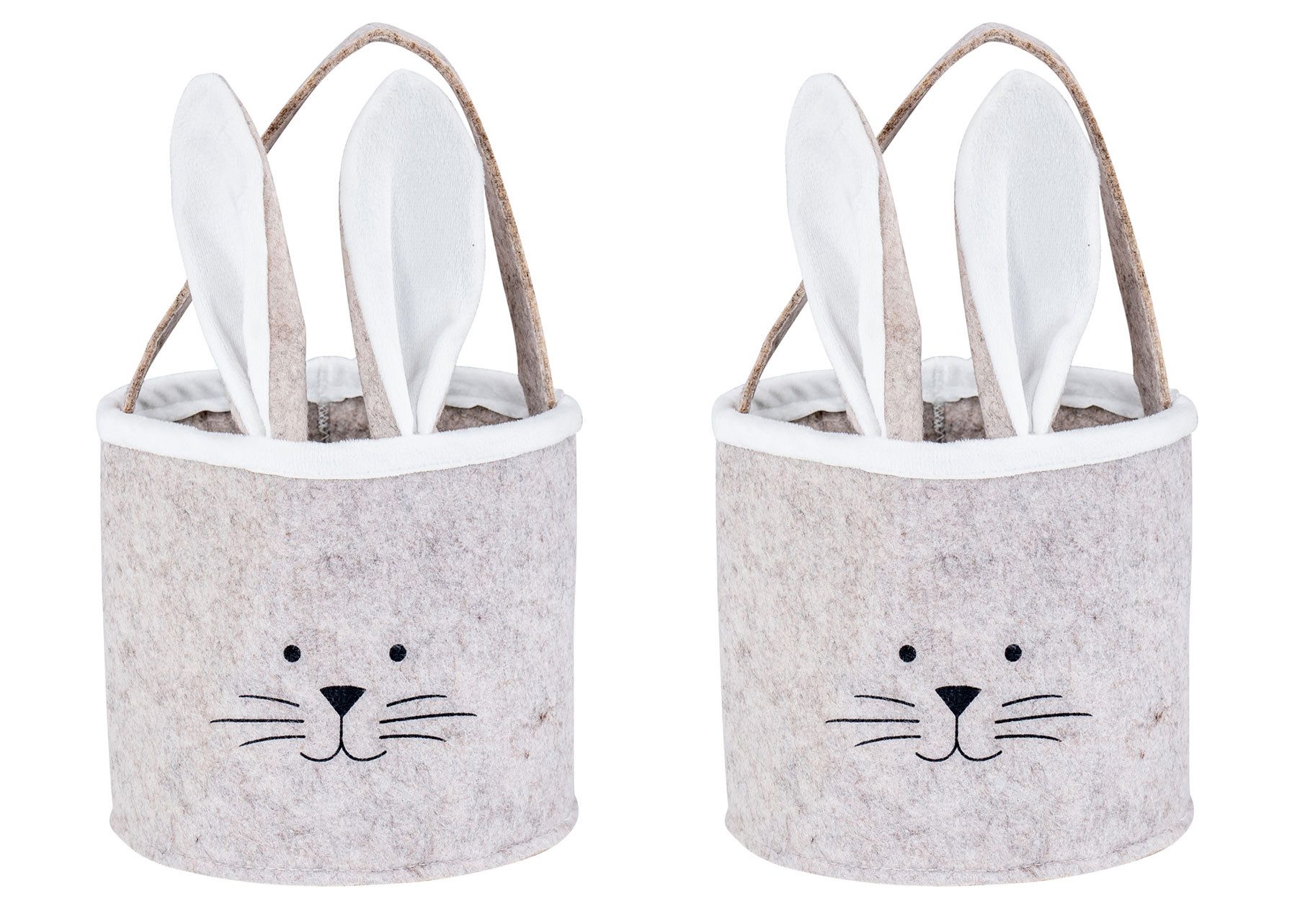 Levandeo® Osternest, 2er Set Körbchen Ostern Filz H30cm Grau Osterhase Osterkorb