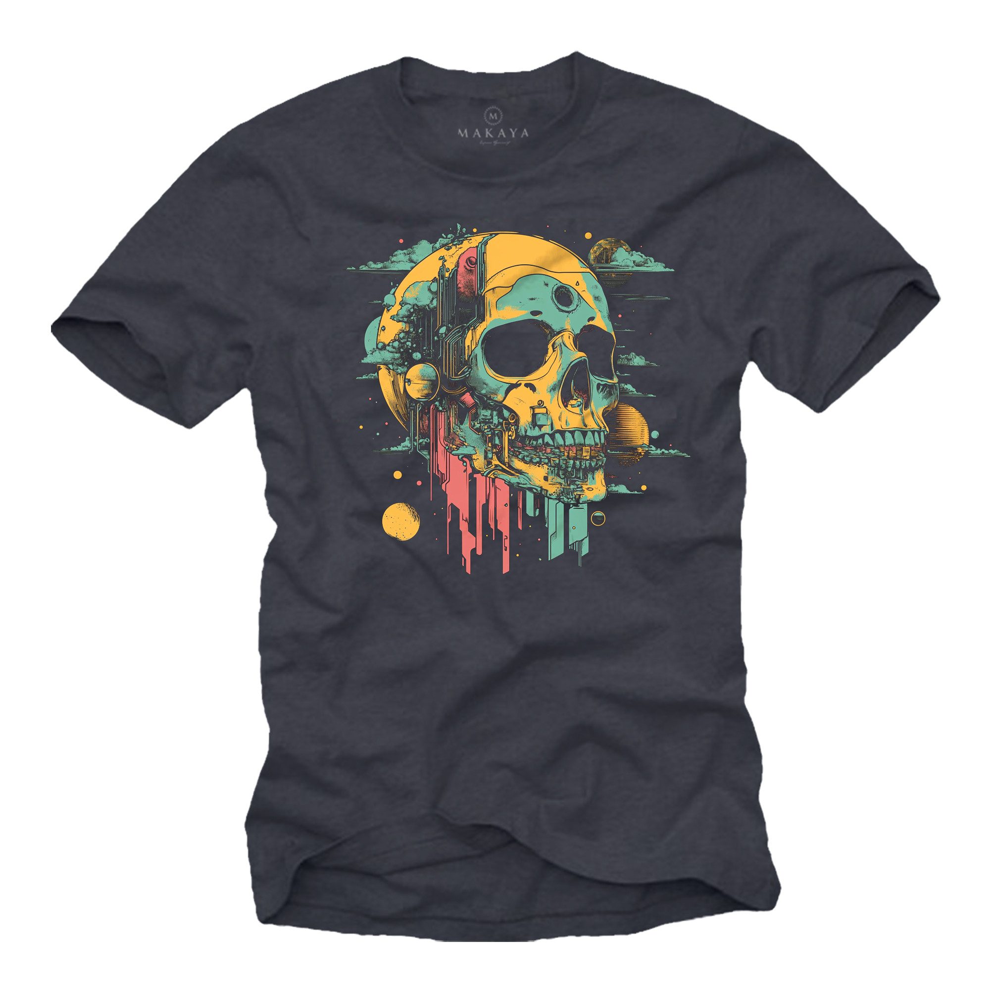 T-Shirt Herrenshirt mit Totenkopf Design - Tattoo Funshirt für Rockfans
