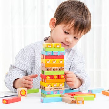 New Classic Toys® Lernspielzeug Wackel Stapelturm aus Holz Spielset Turmspiel für Kinder Holspielzeug