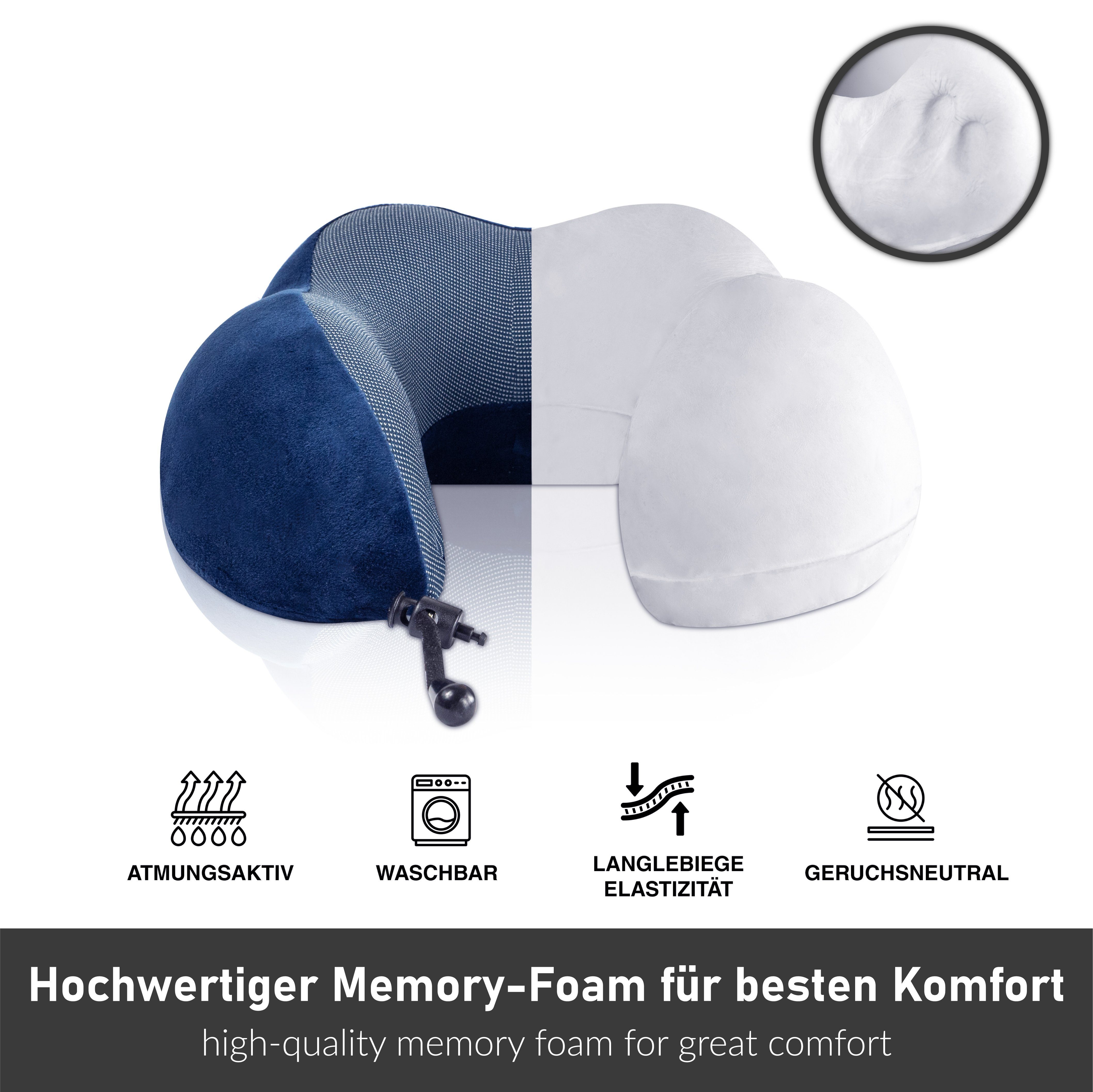 Malmö, aus Blau Ohrstöpseln Nackenkissen Bequemes Styngard Foam mit Reisekissen Memory Schlafmaske und