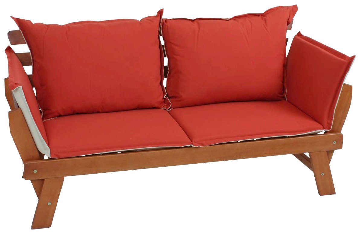 Garden Pleasure Gartenlounge-Bank FORTUNA, mit umklappbarer Armlehne und Wendekissen, BxTxH: 126x68x78 cm