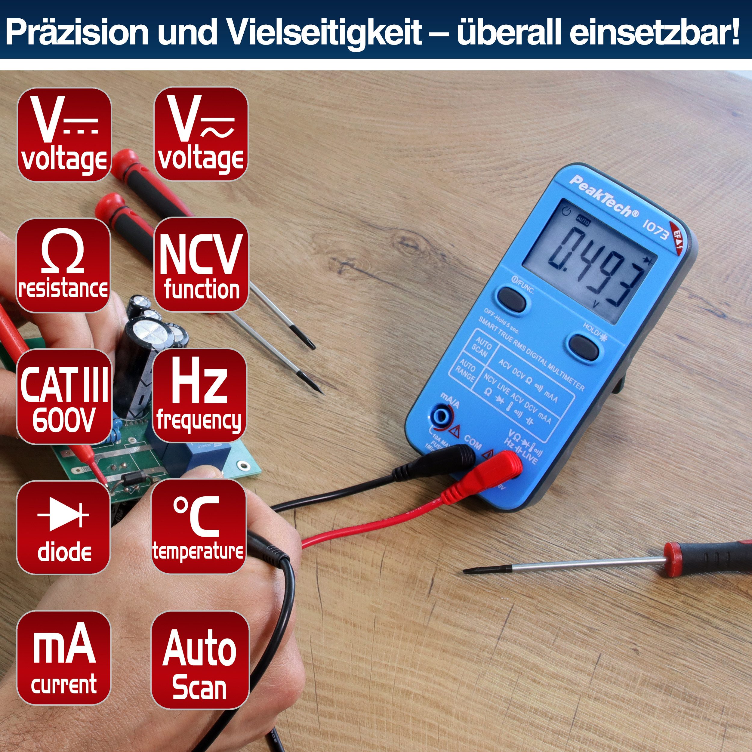 PeakTech Multimeter TRMS Digital DMM SMART, Präzises Strommessgerät