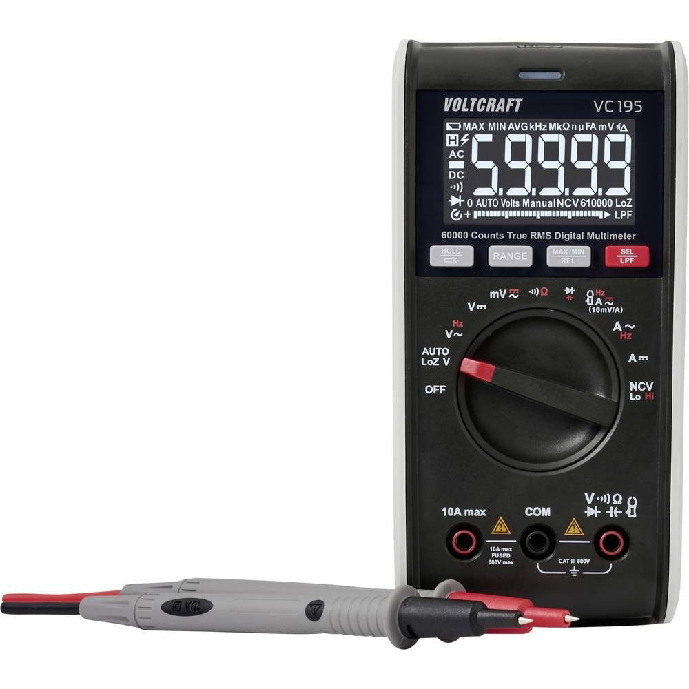 VOLTCRAFT Multimeter VC195 Hand-Multimeter LoZ TRMS CAT III 600 V Anzeige (Counts): 60000