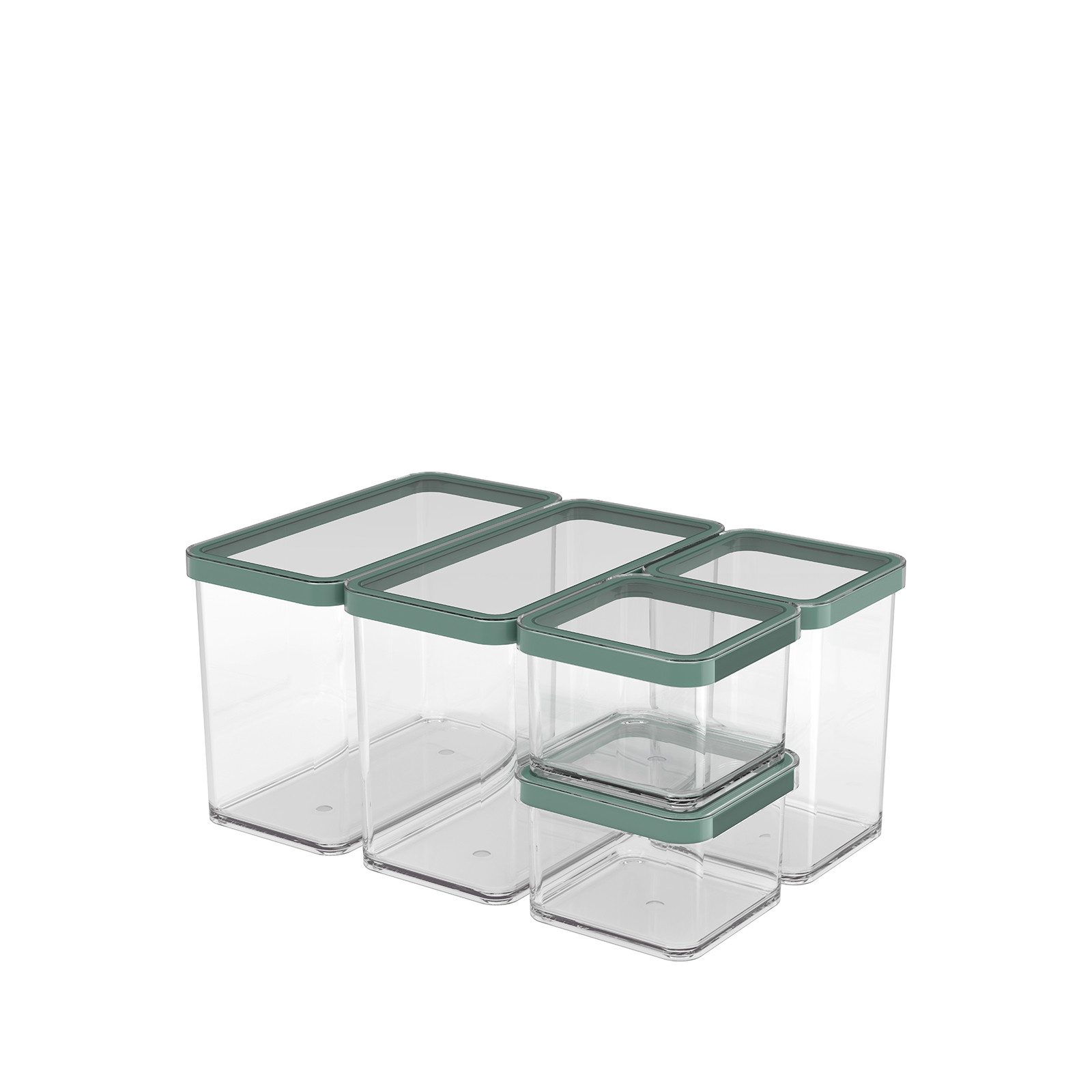 ROTHO Vorratsdose Loft 5er-Set Vorratsbehälter mit Deckel, Kunststoff, Kunststoff, (Vorratsdosenset, Set 5 tlg)