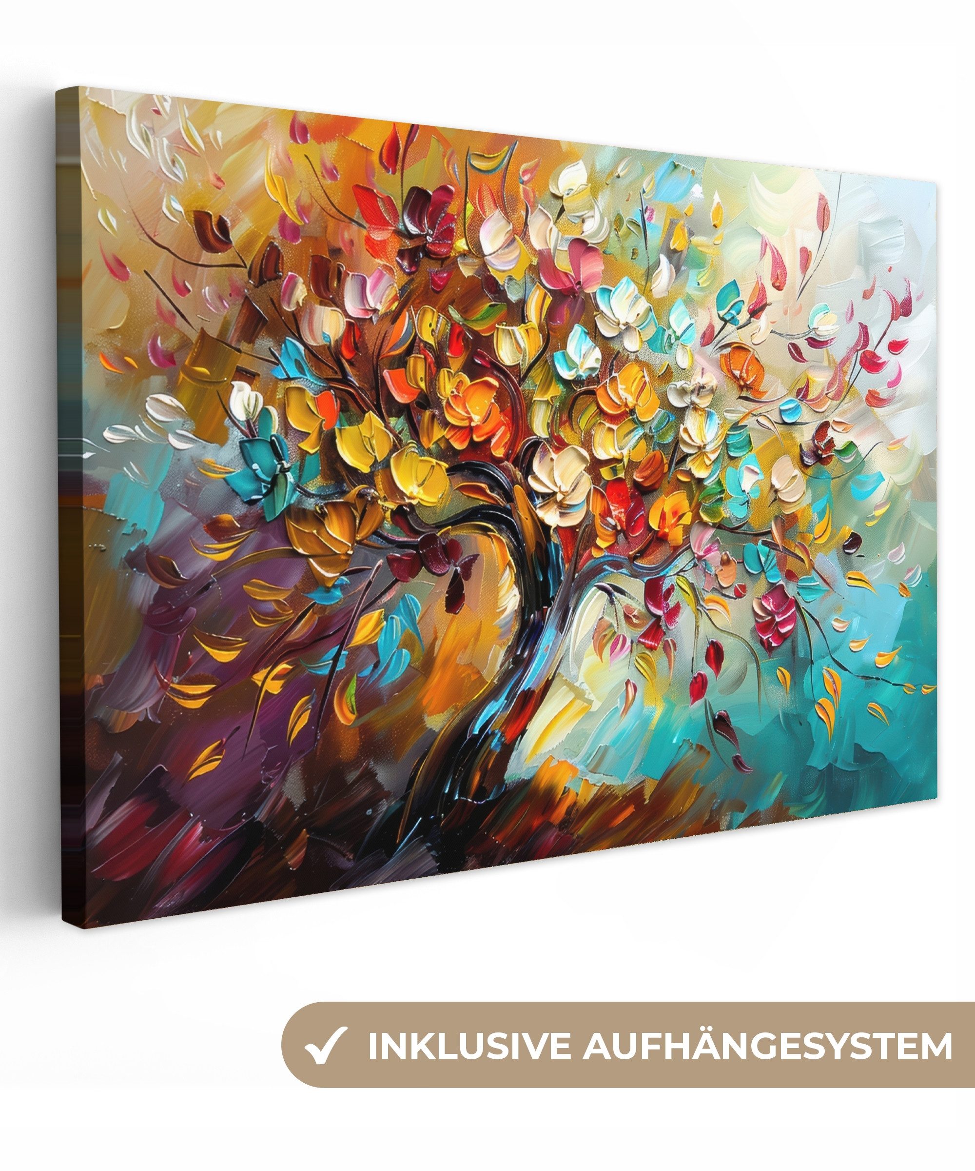 OneMillionCanvasses® Leinwandbild Baum - Abstrakt - Farbenfroh - Blumen, Fo günstig online kaufen