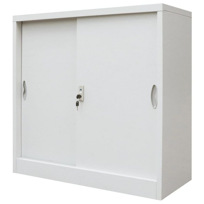 vidaXL Fächerschrank Büroschrank mit Schiebetüren Metall 90 x 40 x 90 cm Grau (3-St)