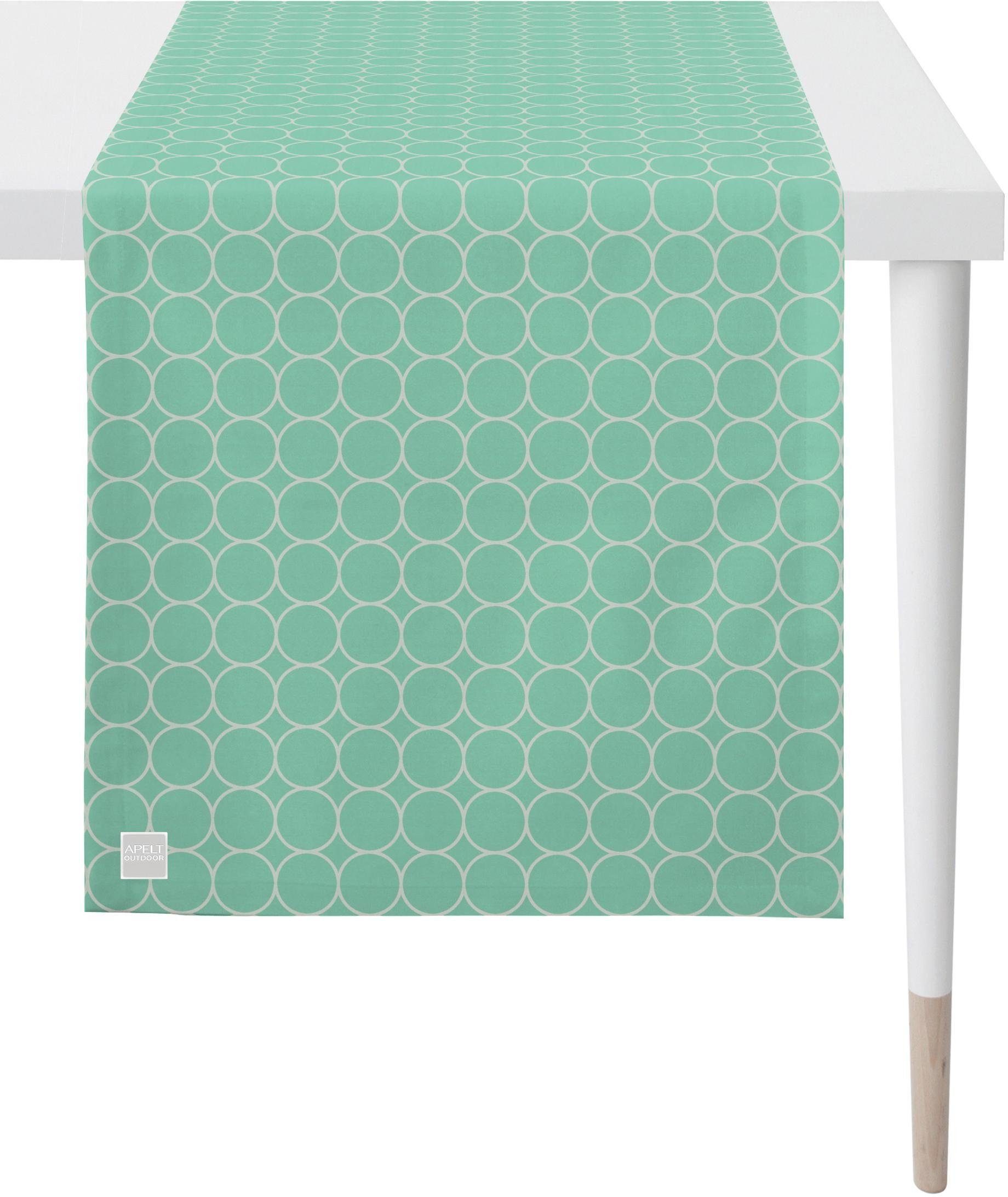 APELT Tischläufer 3973 Outdoor, Sommerdeko, Sommer (1-tlg), Jacquardgewebe mint/creme | Tischläufer