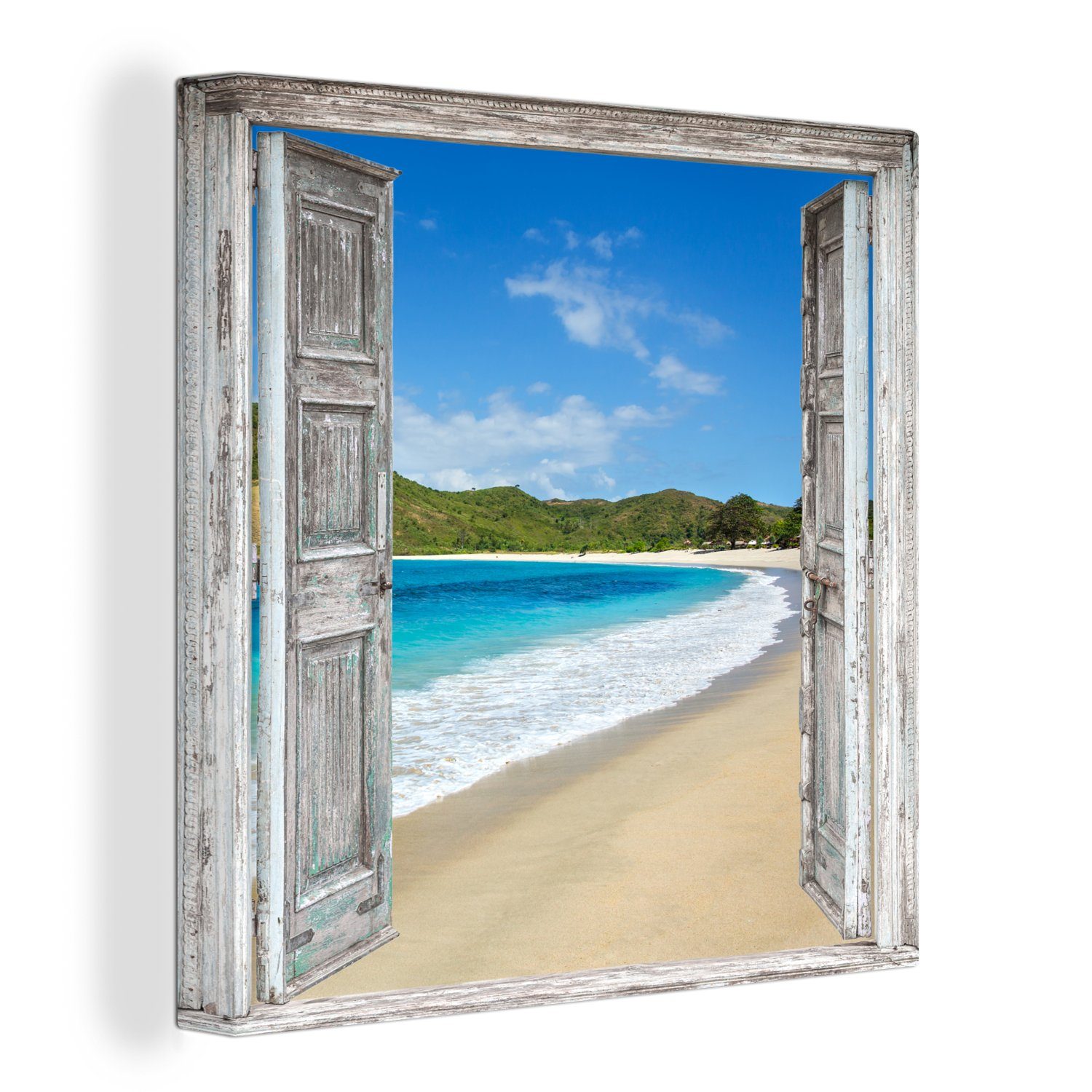 OneMillionCanvasses® Leinwandbild Meer - Tropen - Blick - Strand, (1 St), Leinwand Bilder für Wohnzimmer Schlafzimmer
