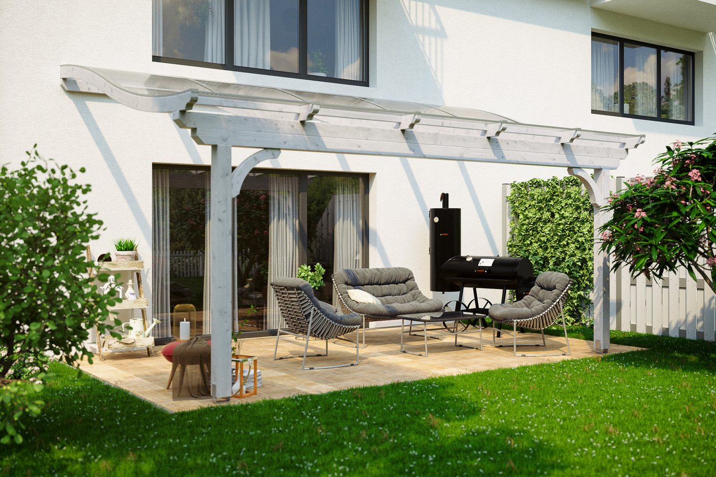 Thumbnail - Skanholz Terrassendach Verona, BxT: 541x389 cm, Bedachung Doppelstegplatten, Leimholz