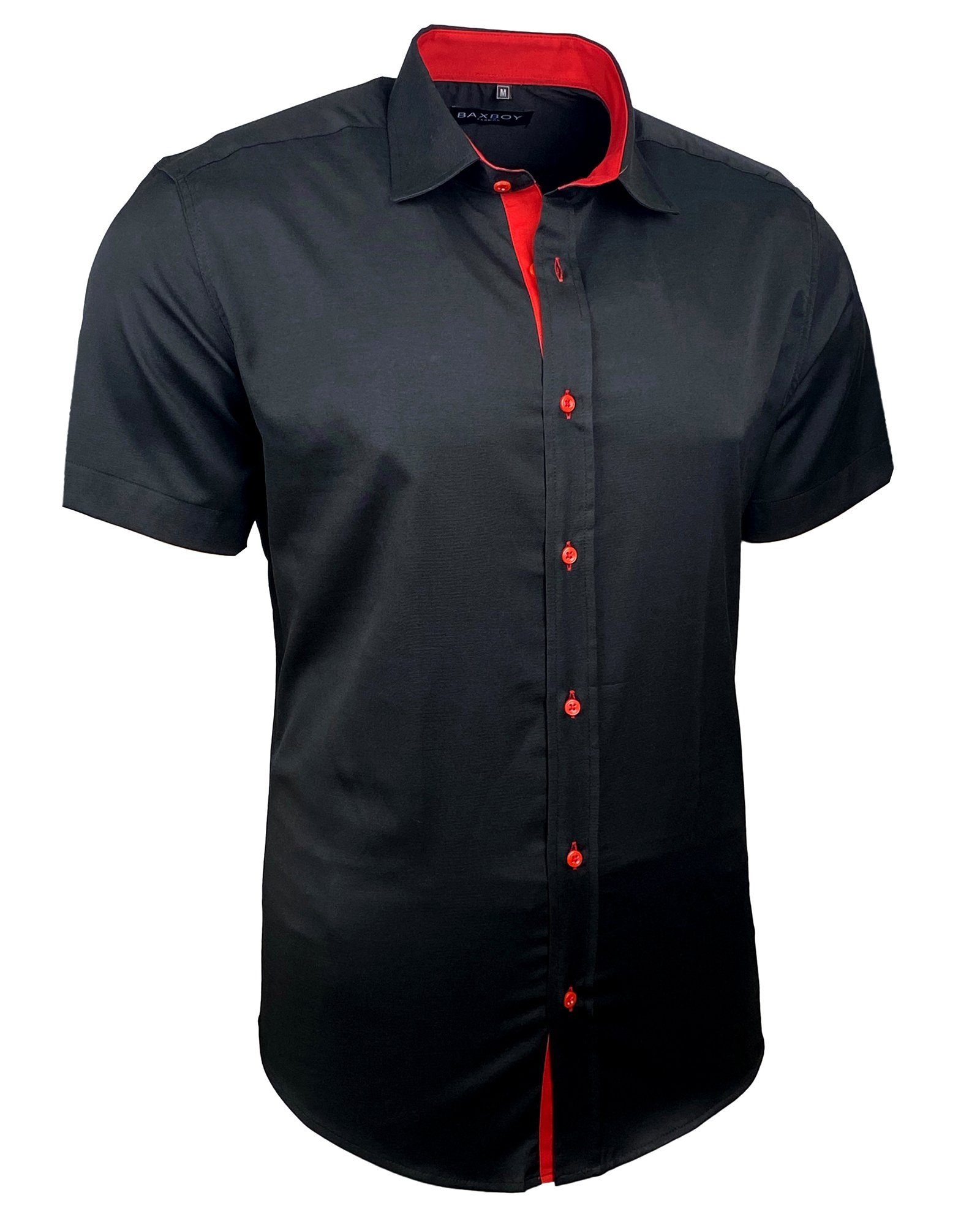 Baxboy Langarmhemd Kurzarmhemd Herren Hemd Bügelleichtes Slim Fit Kentkragen Uni B-455