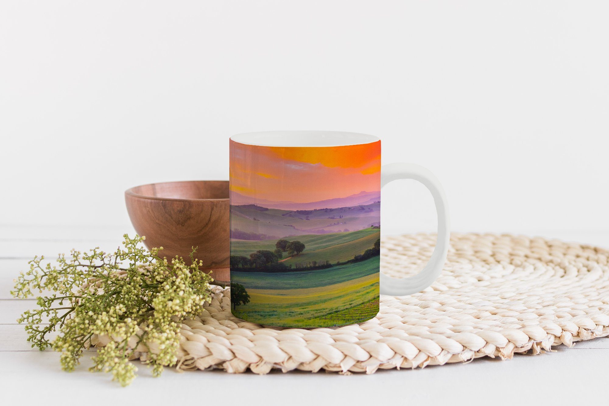 - Tasse Keramik, - Teetasse, Teetasse, MuchoWow Farbenfroh, Landschaft Geschenk Becher, Toskana Kaffeetassen,