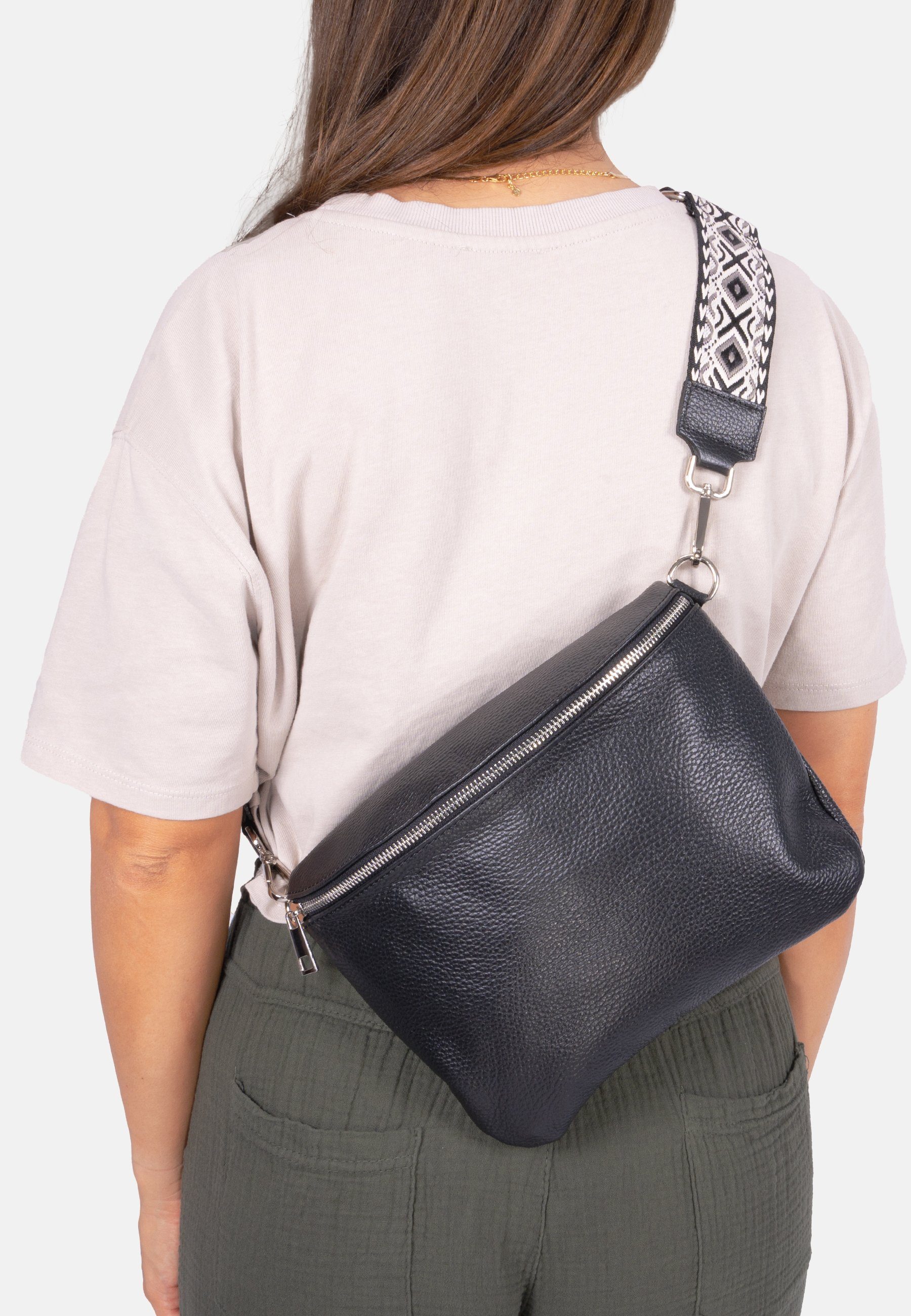 Seasons of April Schultertasche Crossbody Bag Rona, Große Damen Umhängetasche aus 100% Echtleder mit breitem Gurt