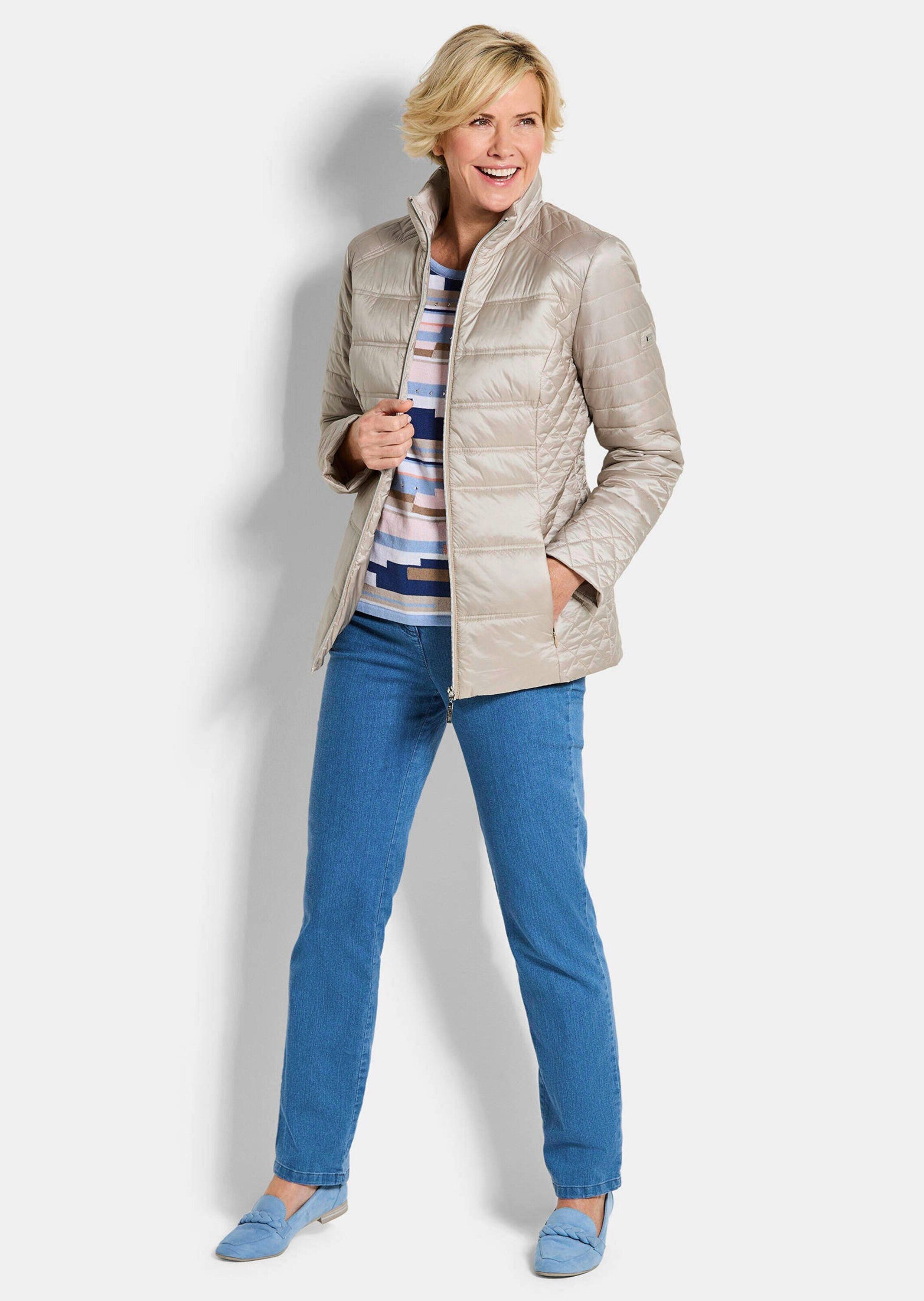 GOLDNER Steppjacke Übergangsjacke mit Muster-Mix Windjacke mit Stehkragen, Reißverschluss, Taschen und Langarm