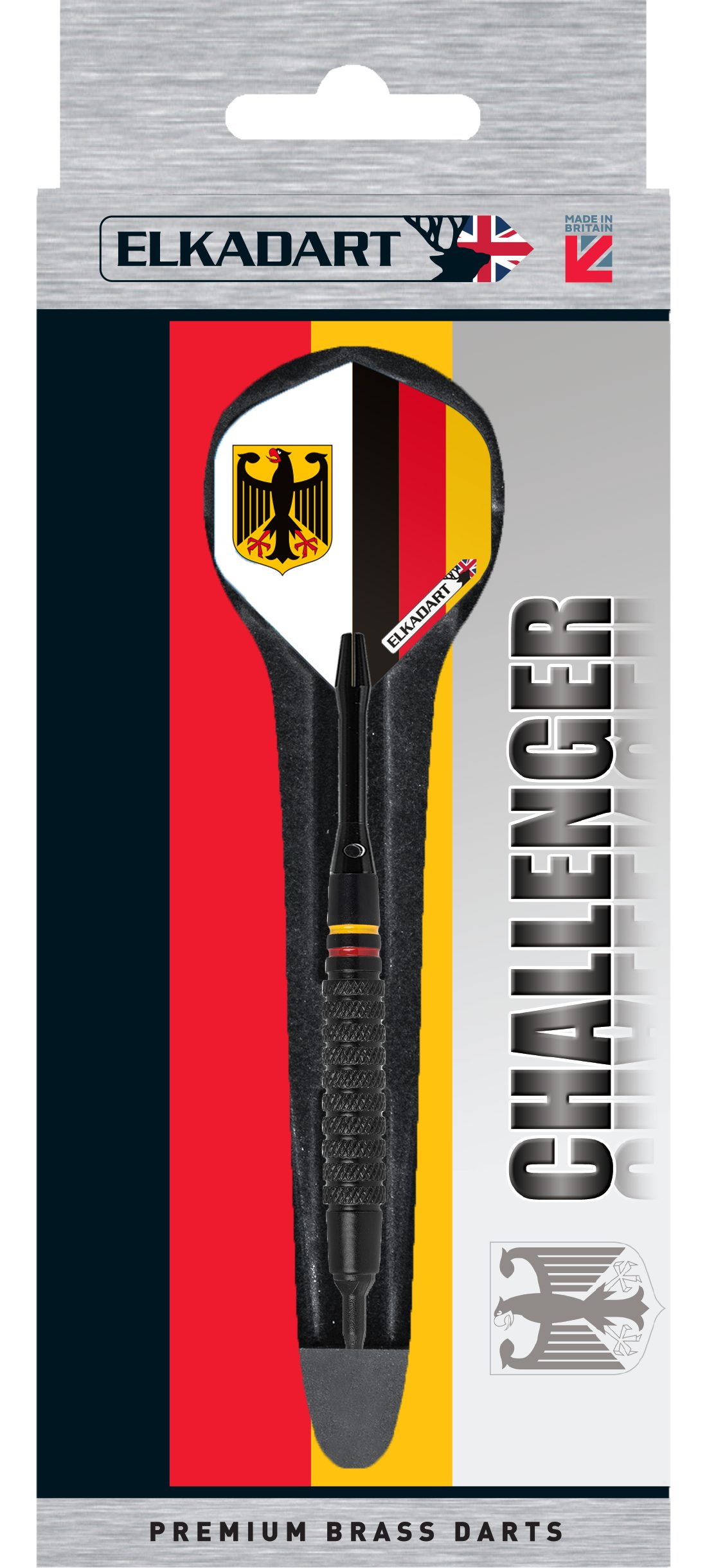 Elkadart Dartpfeil ELKADART Challenger, Steel Dart, 22 Gramm, Messing beschichtet, Komplettsatz