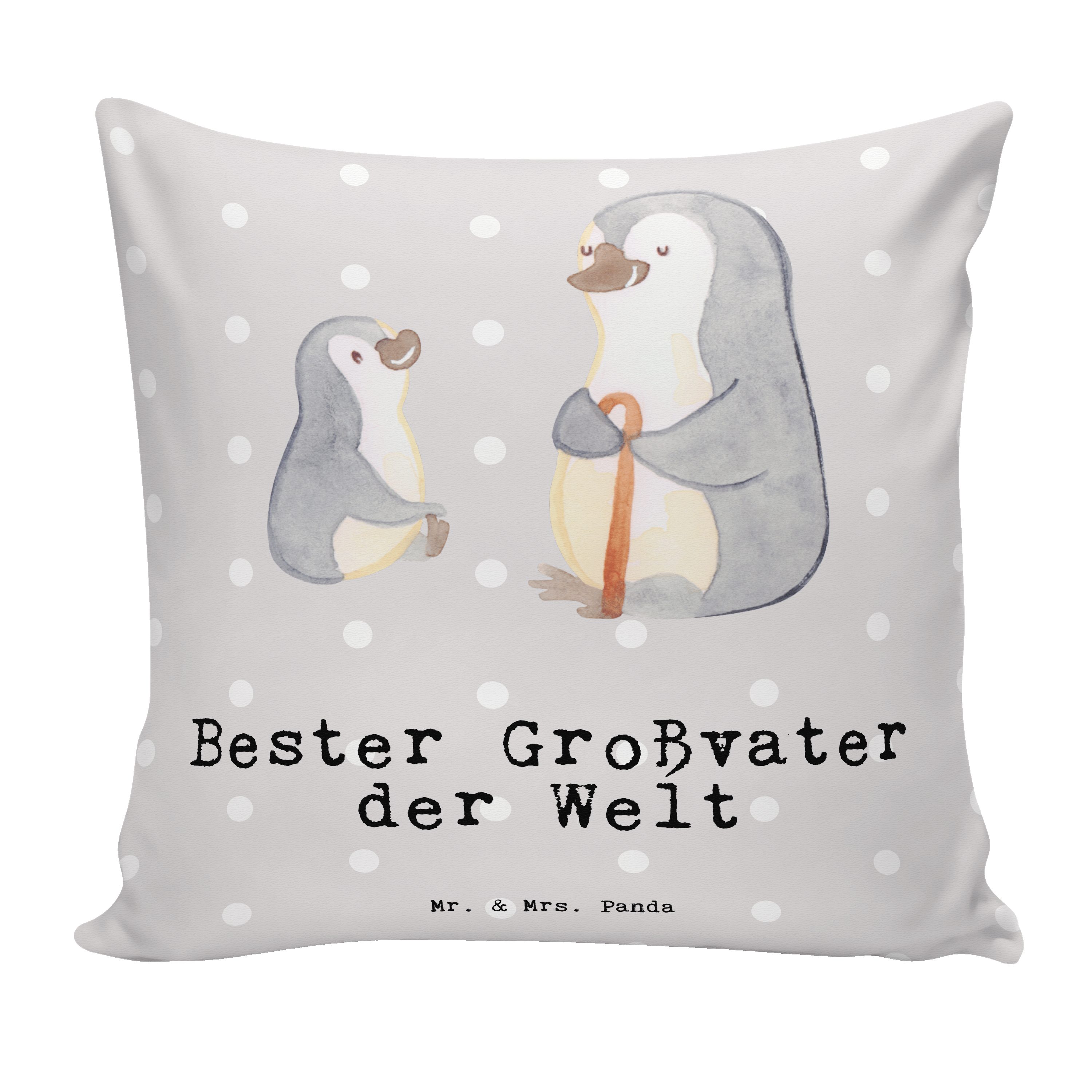 Mr. & Mrs. Panda Dekokissen Pinguin Bester Großvater der Welt - Grau Pastell - Geschenk, Geburtst