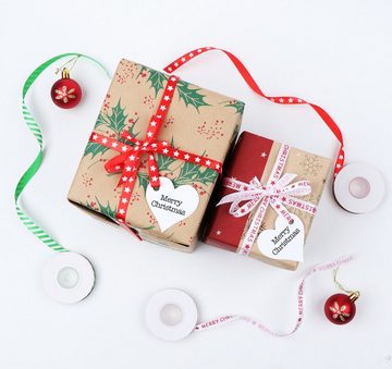 Homewit Christbaumschmuck 200m Bäcker Schnur mit 30m Weihnachtsbänder Baumwolle Bindfäden (2-tlg), Satinband Geschenkband für Weihnachten Geschenkverpackung