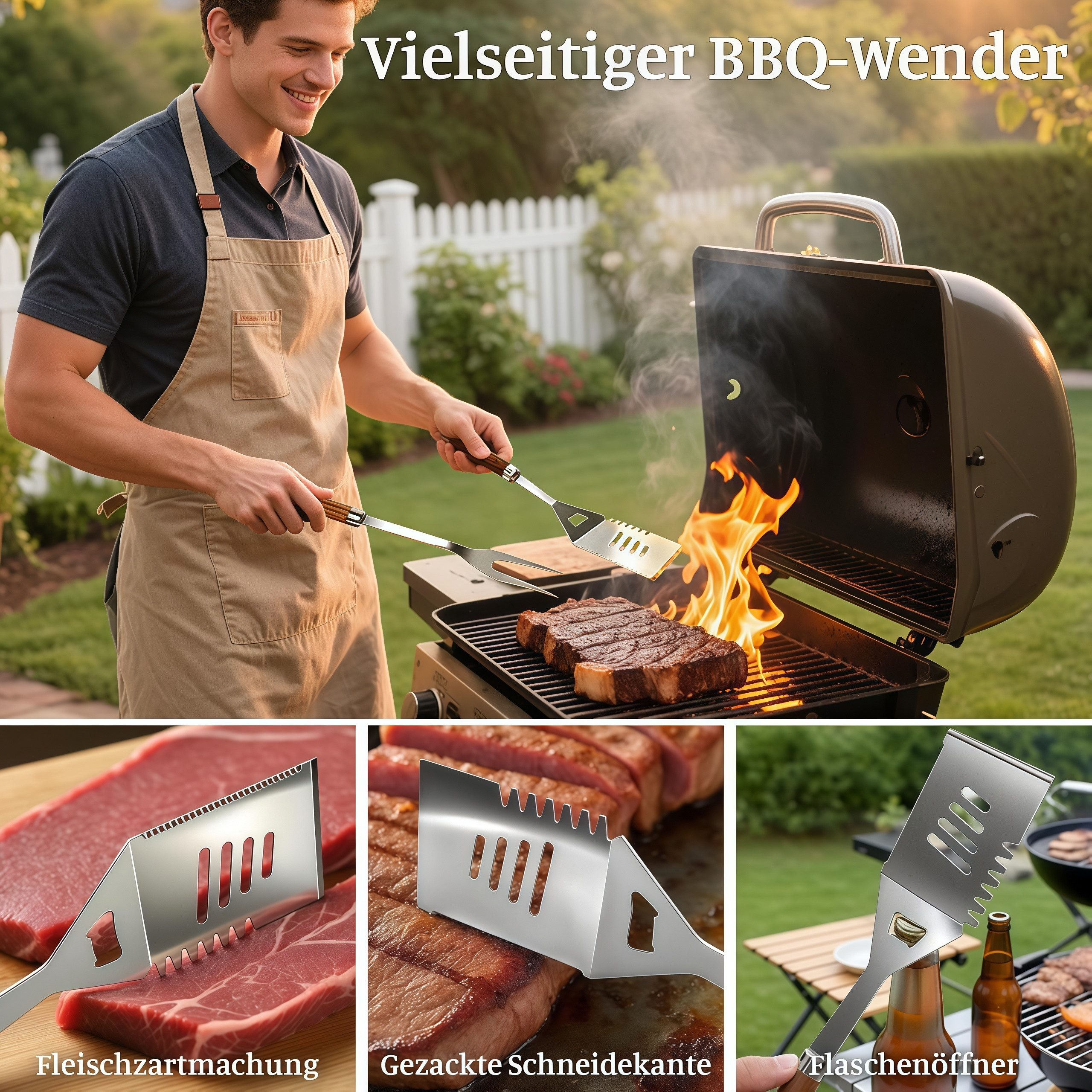 Forrlite Grillbesteck-Set 11-teiliges Grill Zubehör BBQ Grillbesteck Set aus Edelstahl, (hochwertiges Grillutensilien Set mit Grillkoffer, hitzebeständige, Gril – Bild 2 von 5