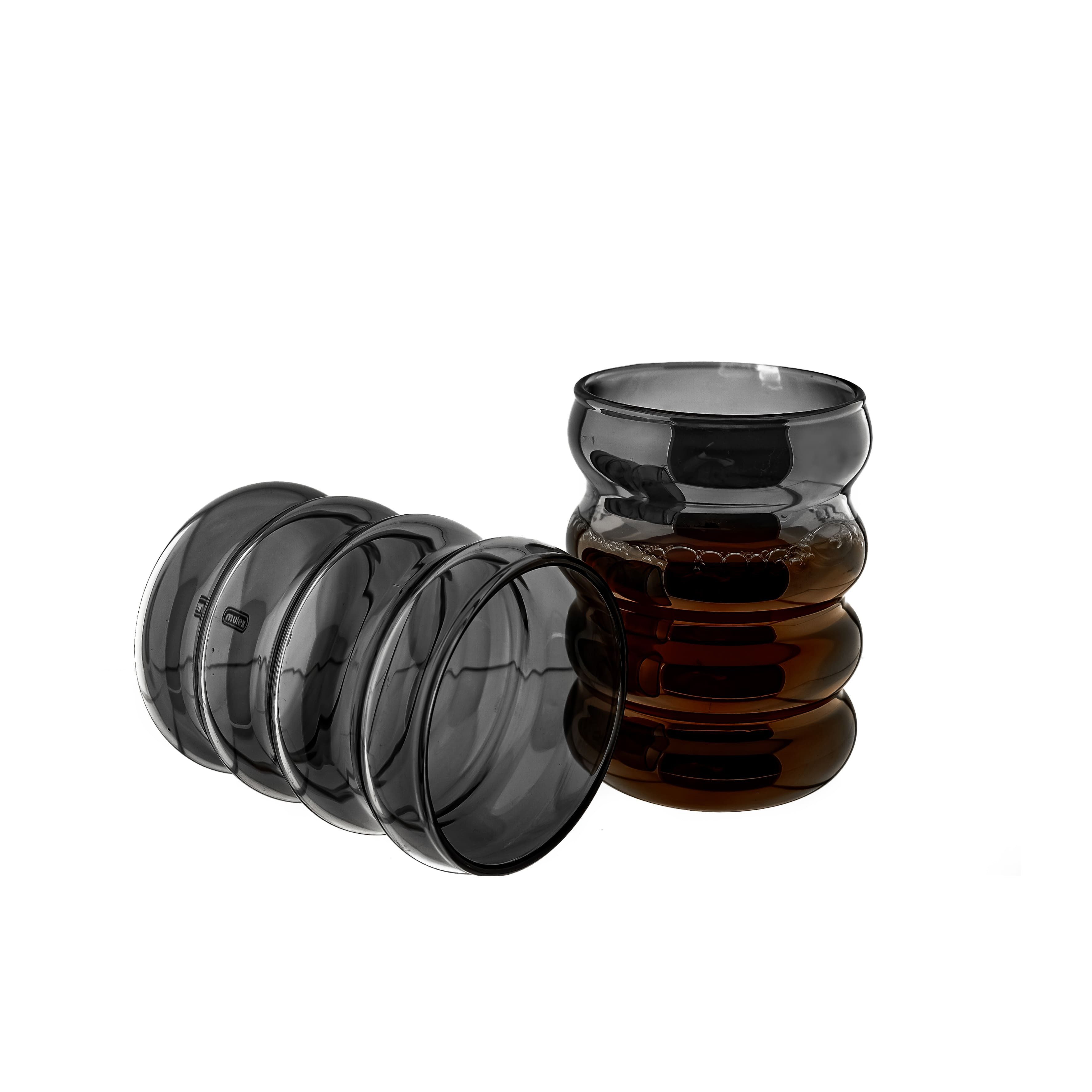 Glas Wave-Style Trinkgläser-Set in Schwarz 300 ml